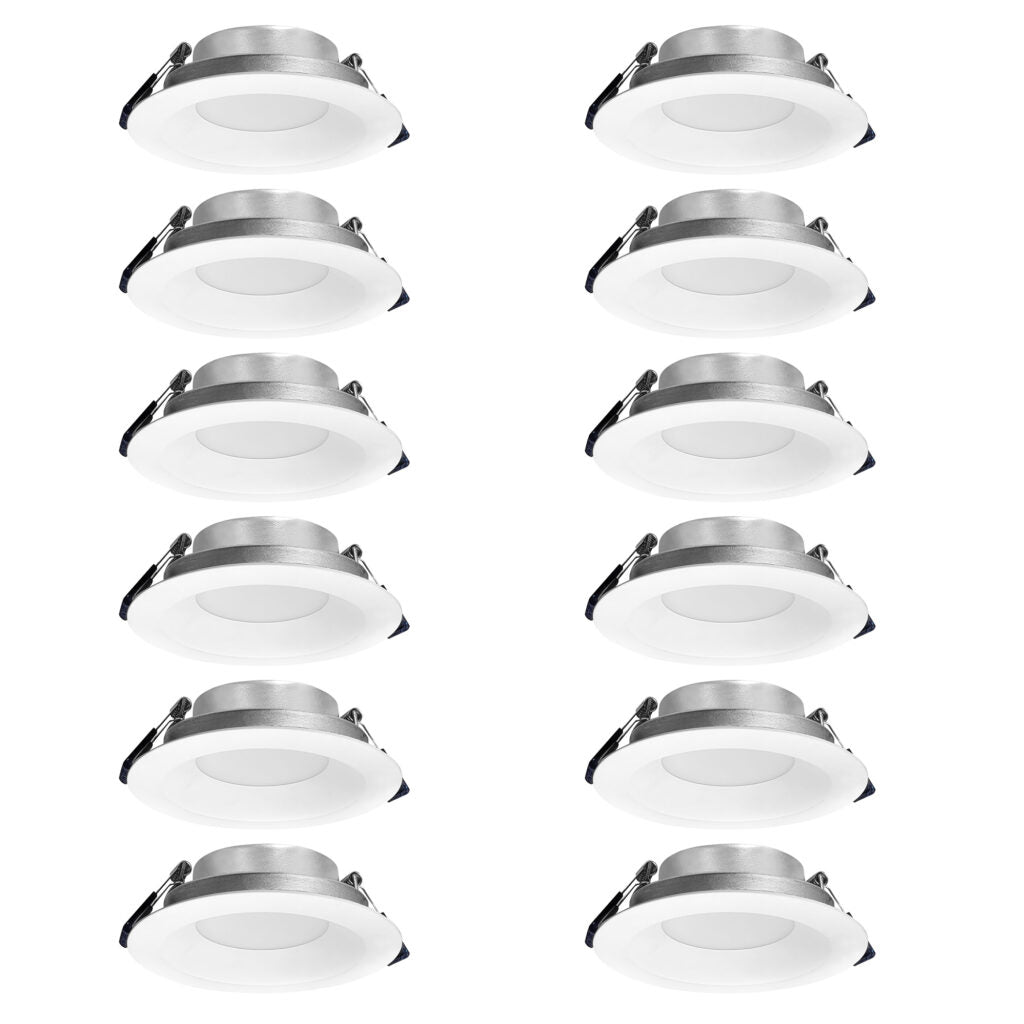 Nora Lighting NCSC-R4D1TWMPW 4 Contractor Series Can-less LED Downlight with Deep Reflector, Selectable CCT, Matte Powder White (12-Pack)