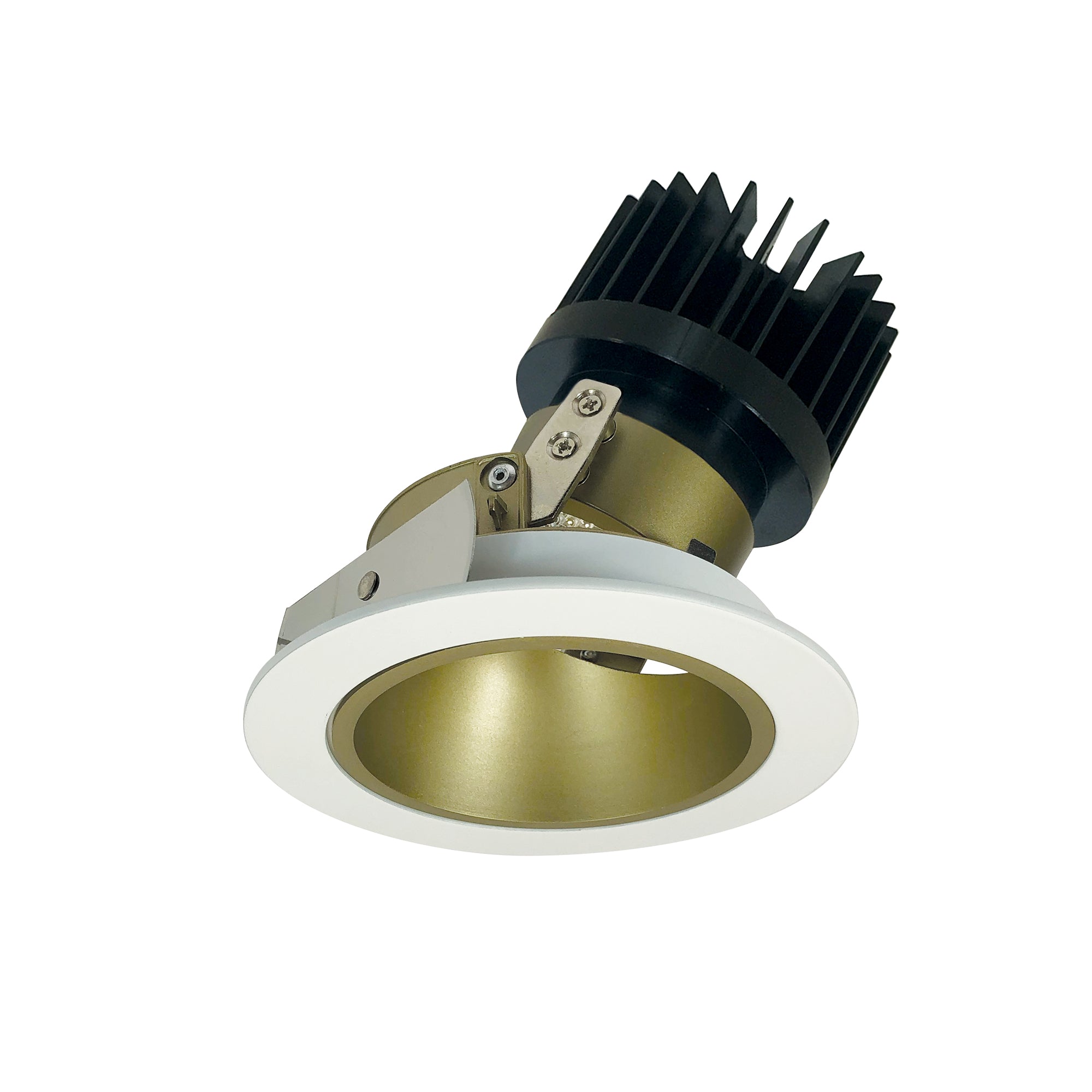 Nora Lighting NIO-4RD27XCHMPW/HL - Recessed - 4 Inch Iolite LED Round Adjustable Deep Reflector, 1500lm/2000lm (varies by housing), 2700K, Champagne Haze Reflector / Matte Powder White Flange