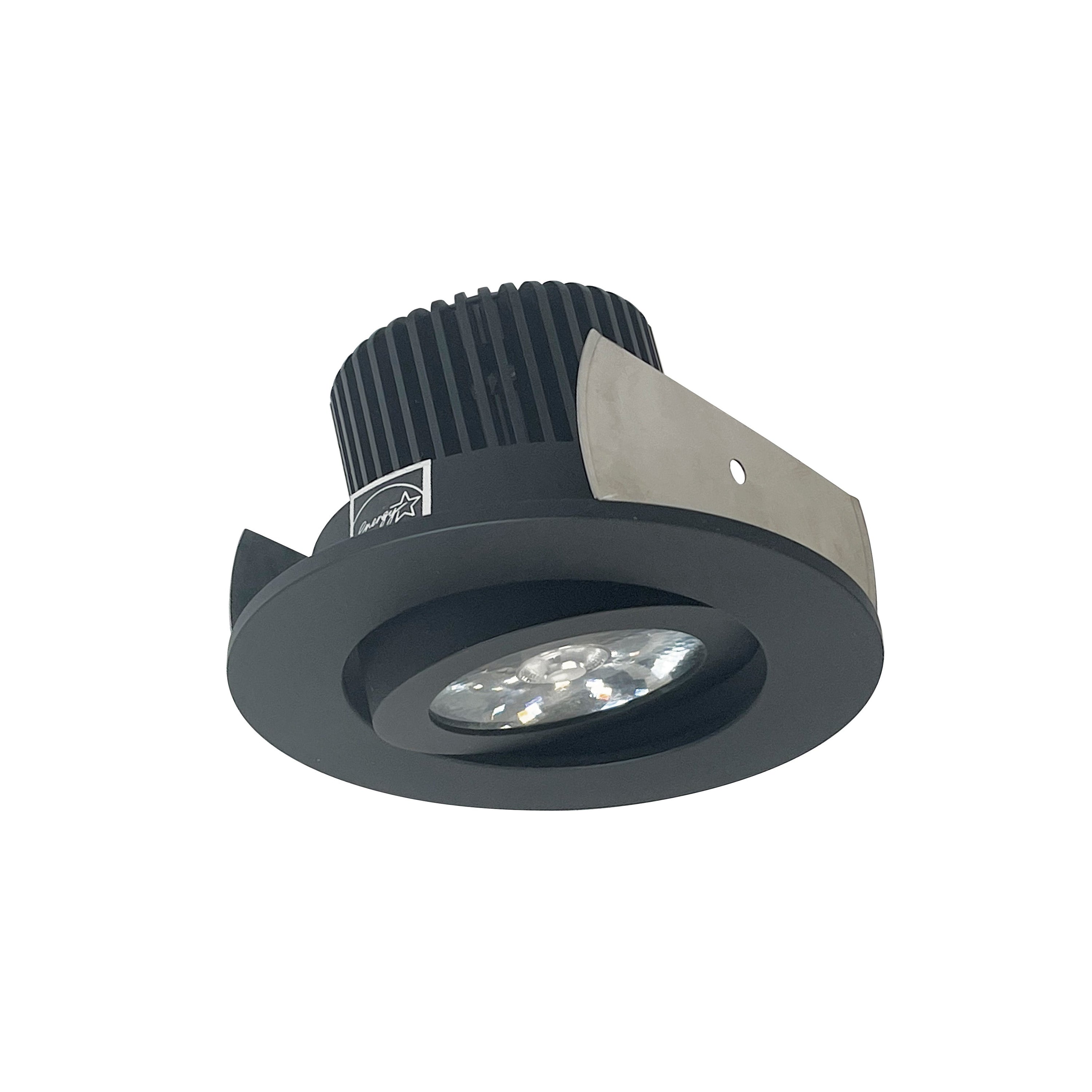 Nora Lighting NIOB-2RG35QBB - Recessed - 2 Inch Iolite LED Round Adjustable Gimbal, 10-Degree Optic, 800lm / 12W, 3500K, Black Finish