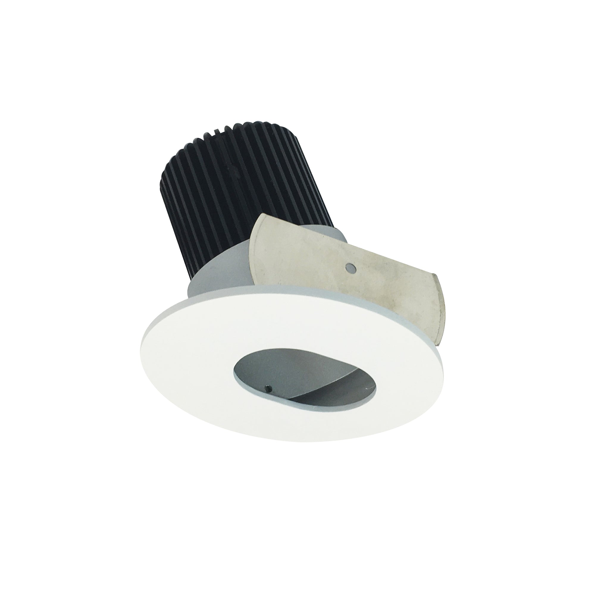 Nora Lighting NIOB-2RSL35QMPW - Recessed - 2 Inch Iolite LED Round Adjustable Slot Aperture, 10-Degree Optic, 800lm / 12W, 3500K, Matte Powder White Slot Aperture / Matte Powder White Flange