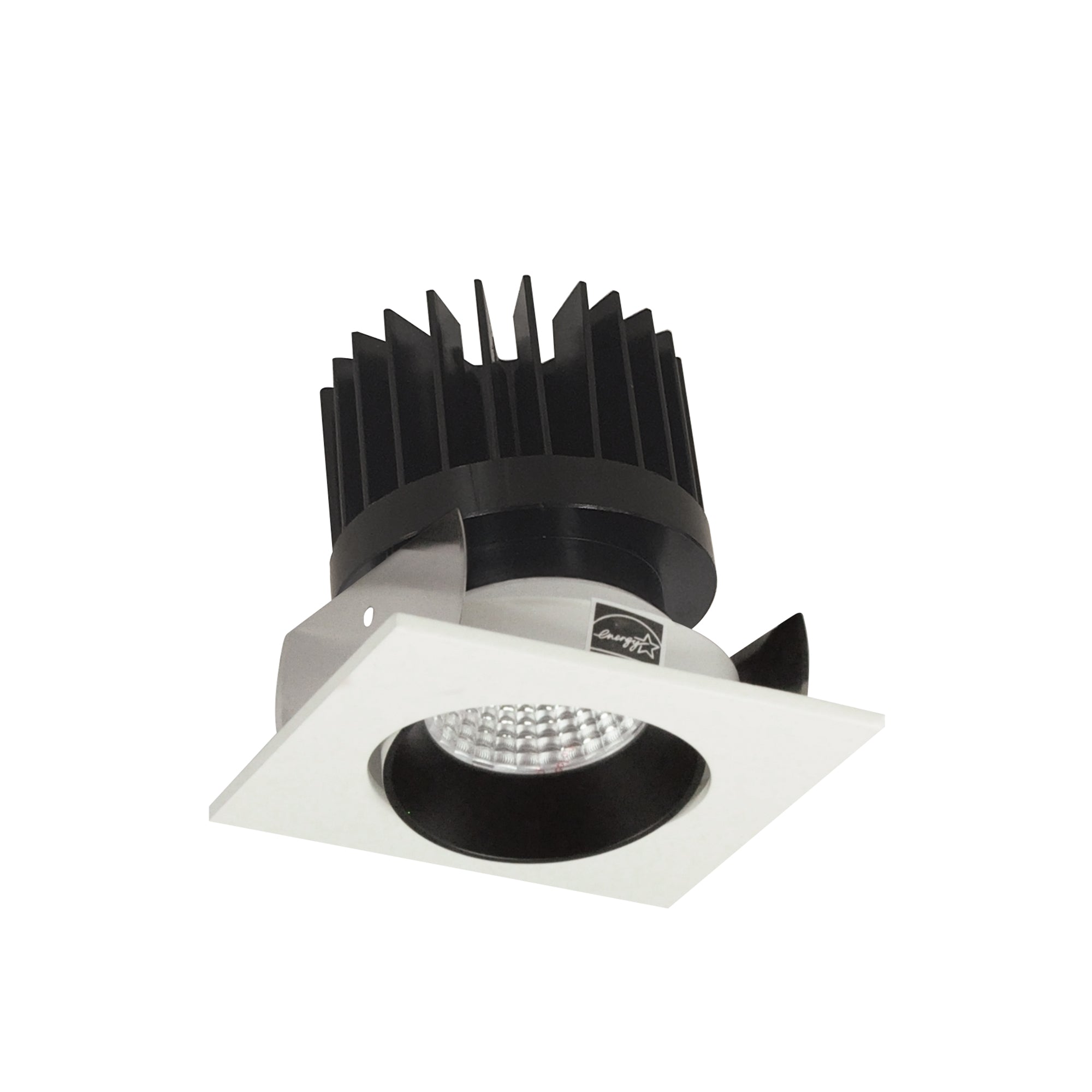 Nora Lighting NIOB-2SC50XBW/HL - Recessed - 2 Inch Iolite LED Square Adjustable Cone Reflector, 1500lm/2000lm/2500lm (varies by housing), 5000K, Black Reflector / White Flange