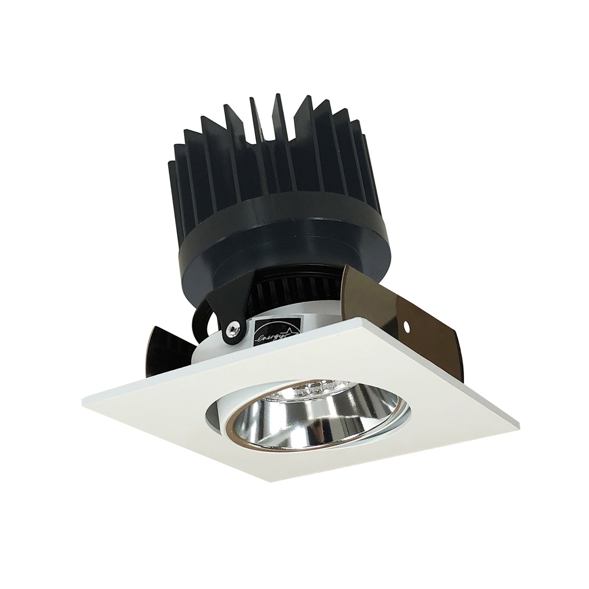 Nora Lighting NIOB-2SC40XCMPW/HL - Recessed - 2 Inch Iolite LED Square Adjustable Cone Reflector, 1500lm/2000lm/2500lm (varies by housing), 4000K, Specular Clear Reflector / Matte Powder White Flange