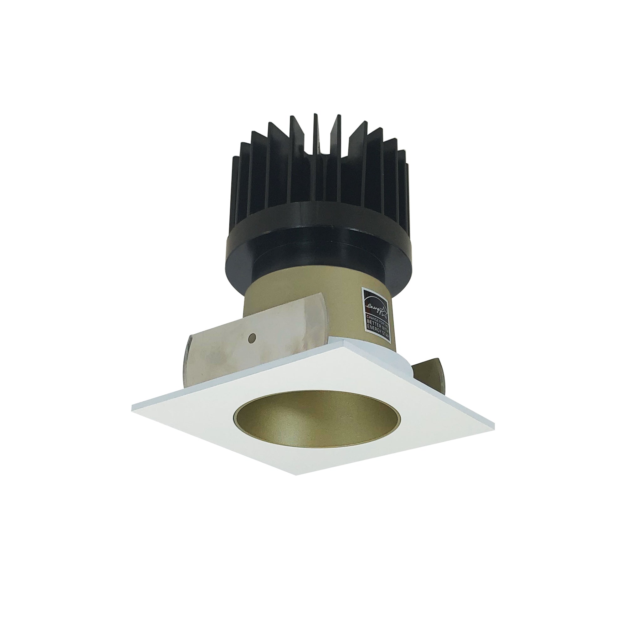 Nora Lighting NIOB-2SNDC50XCHMPW/HL - Recessed - 2 Inch Iolite LED Square Reflector with Round Aperture, 1500lm/2000lm/2500lm (varies by housing), 5000K, Champagne Haze Reflector / Matte Powder White Flange