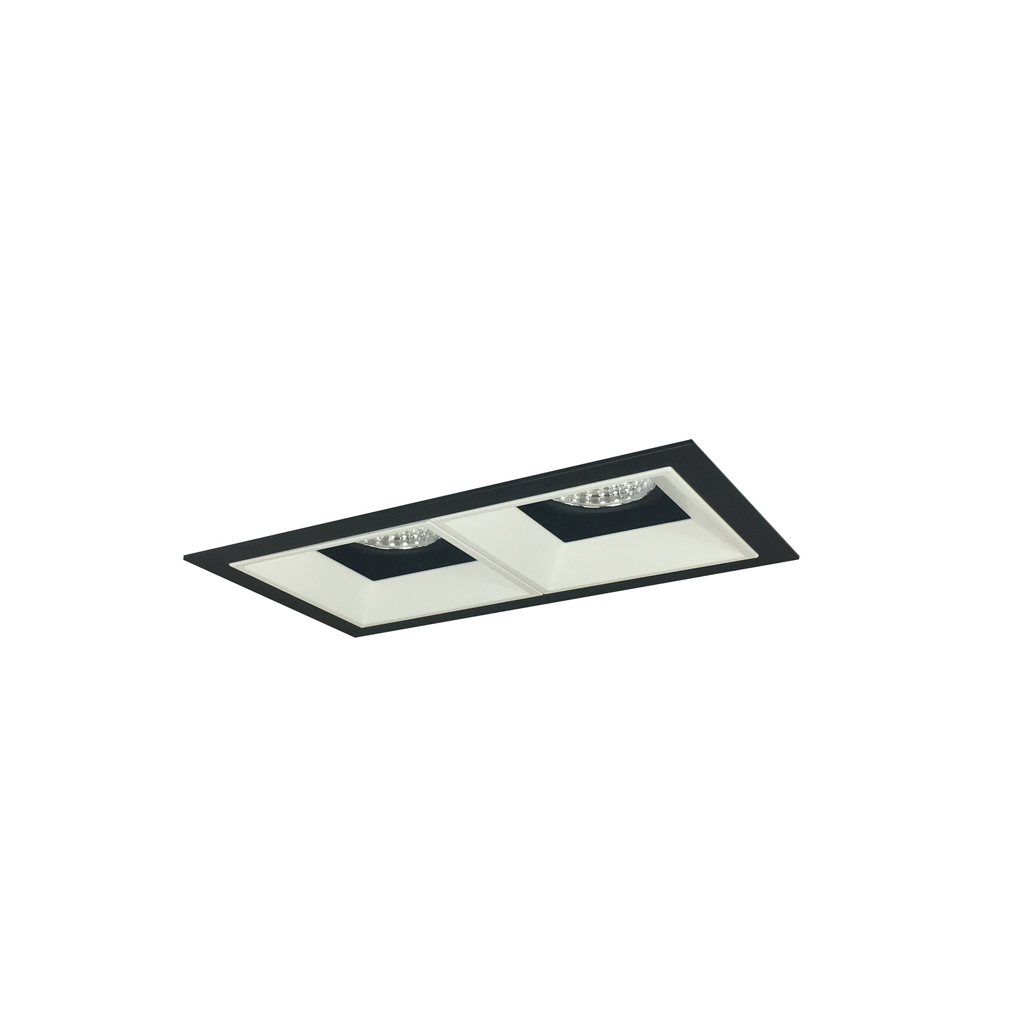 Nora Lighting NMIOT-12-B-FF-CDX-10-BMPW - Recessed - Iolite MLS 2-Head Trim Kit, Black Flange, Comfort Dim, 800lm, Black/MPW Fixed Downlt. Trims