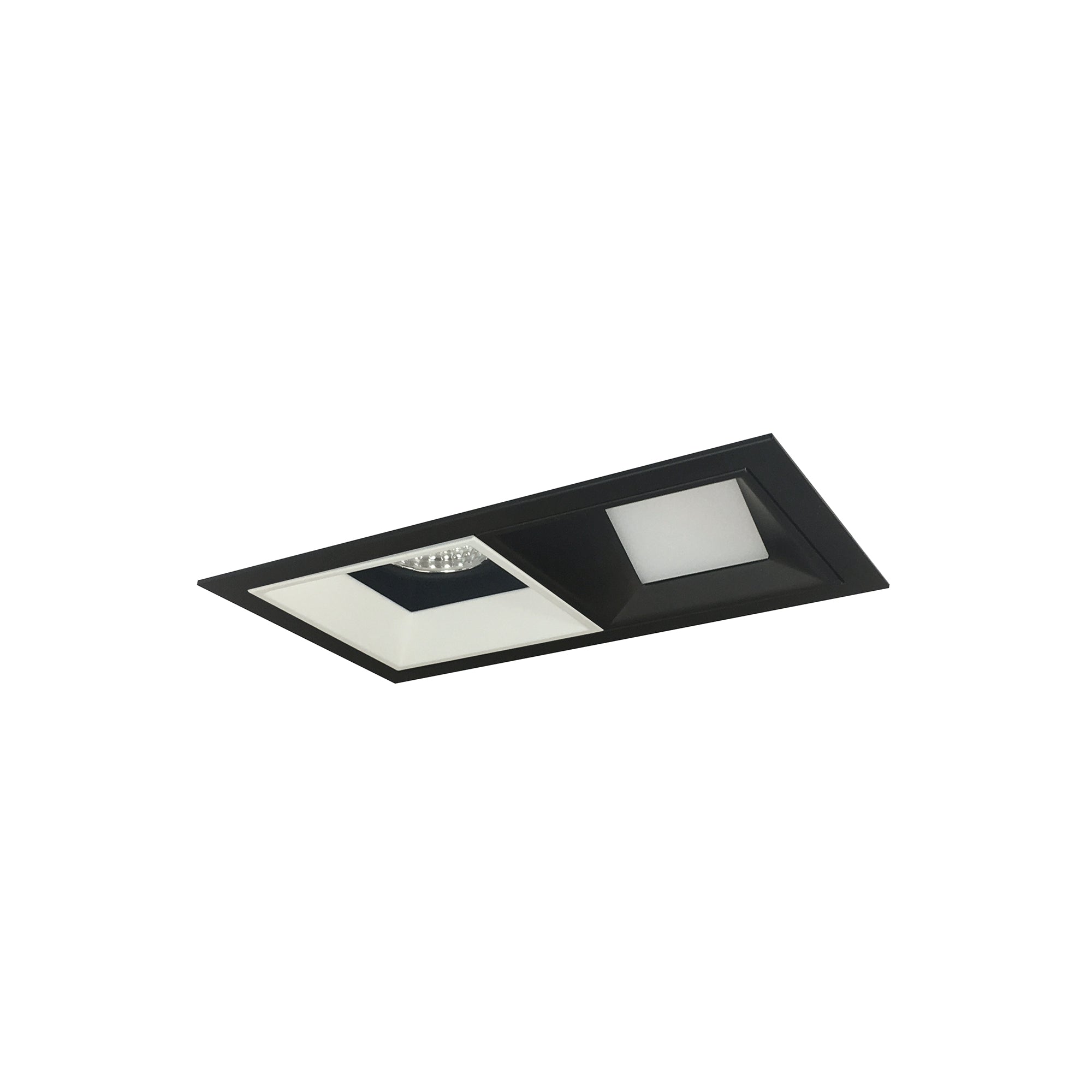 Nora Lighting NMIOT-12-B-FW-40X-10-BMPW - Recessed - Iolite MLS 2-Head Trim Kit, Black Flange, 4000K, 1000lm, Black/MPW Fixed Downlt./Wall Wash Trims