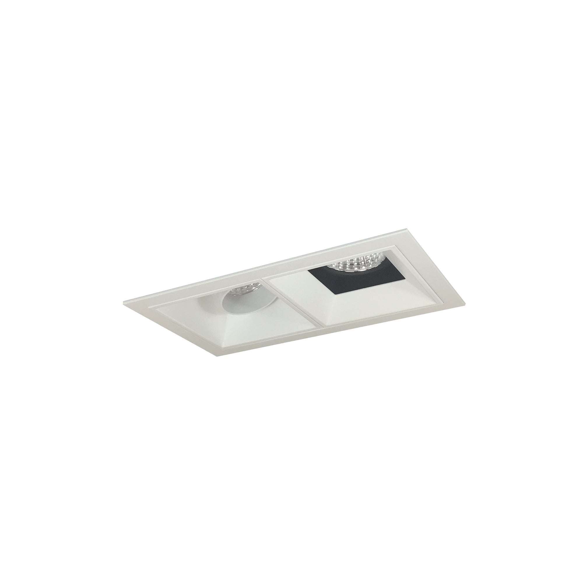 Nora Lighting NMIOT-12-MPW-AF-30X-10-BMPW - Recessed - Iolite MLS 2-Head Trim Kit, MPW Flange, 3000K, 1000lm, Black/MPW Adj. Snoot/Fixed Downlt. Trims