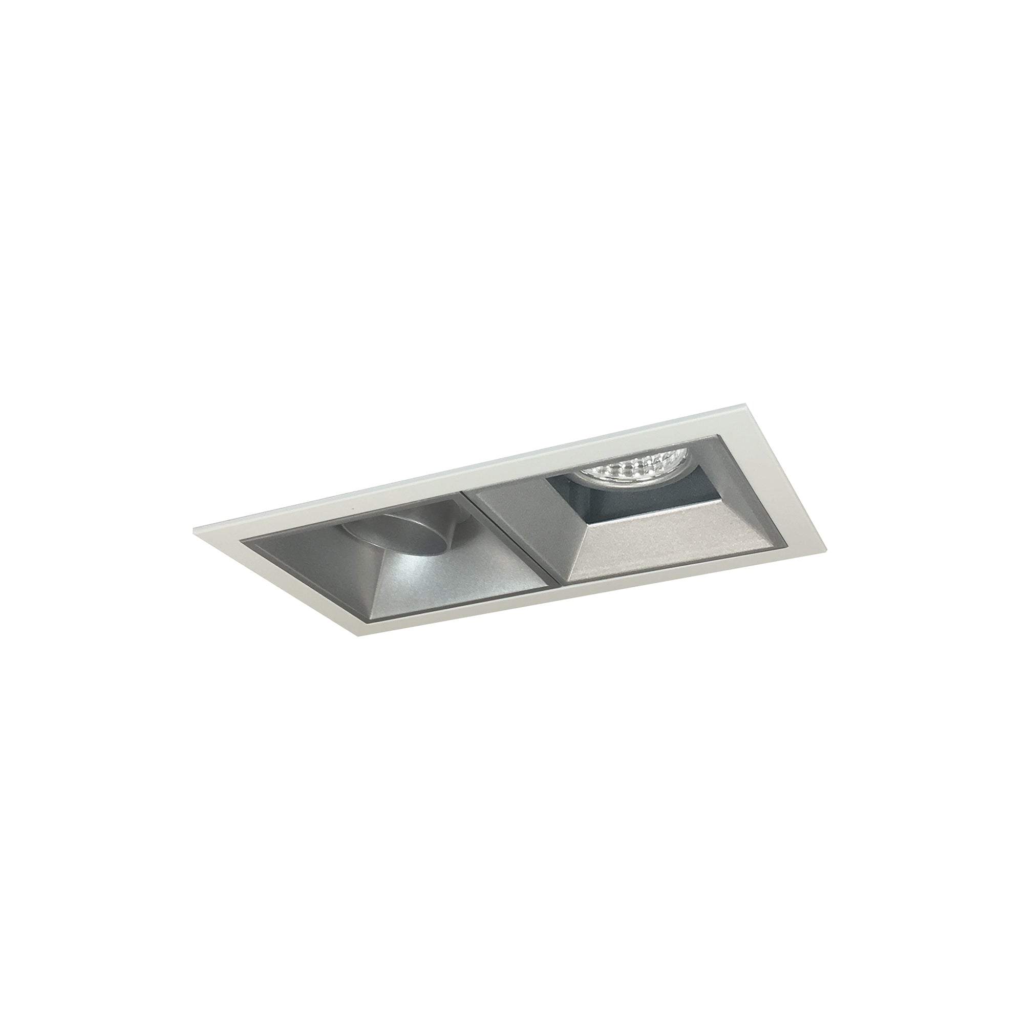 Nora Lighting NMIOT-12-MPW-AF-35X-10-HZ - Recessed - Iolite MLS 2-Head Trim Kit, MPW Flange, 3500K, 1000lm, Haze Adj. Snoot/Fixed Downlt. Trims