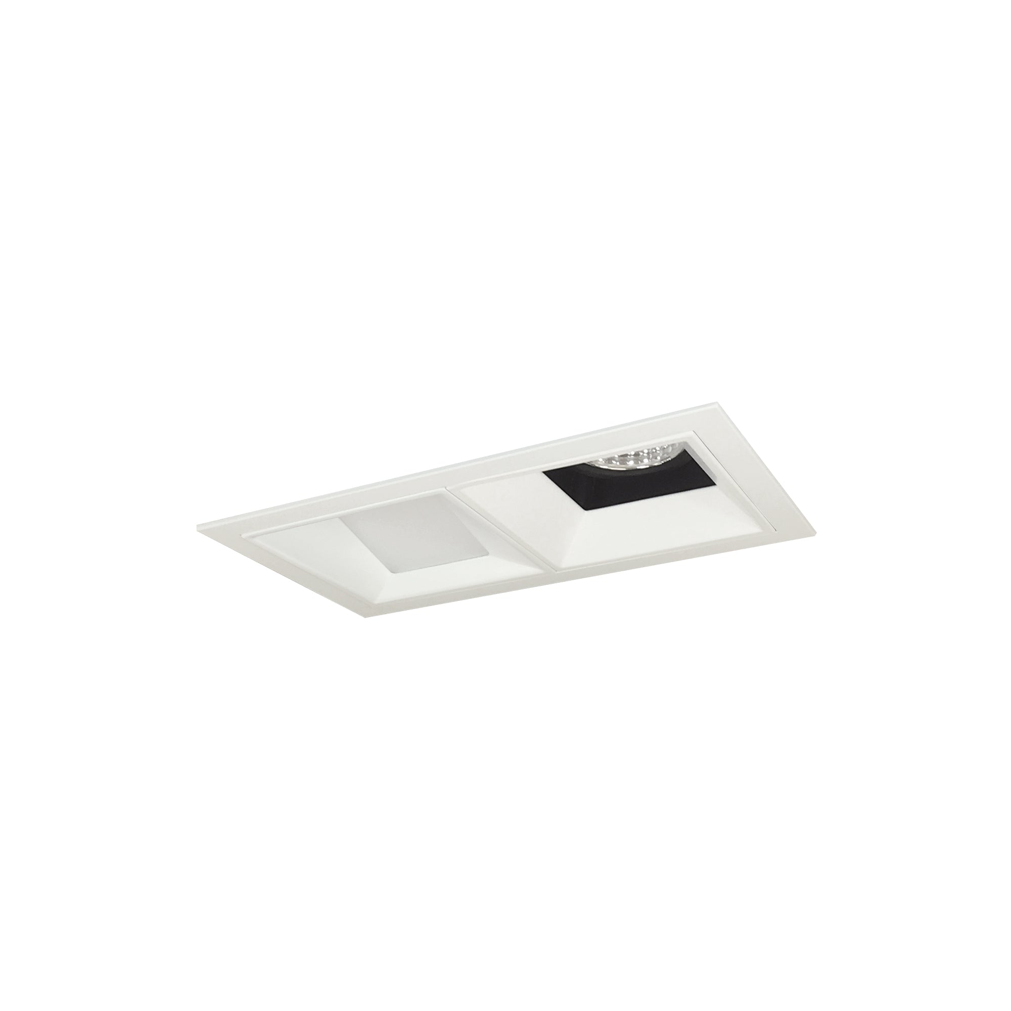 Nora Lighting NMIOT-12-MPW-FW-35X-10-BMPW - Recessed - Iolite MLS 2-Head Trim Kit, MPW Flange, 3500K, 1000lm, Black/MPW Fixed Downlt./Wall Wash Trims