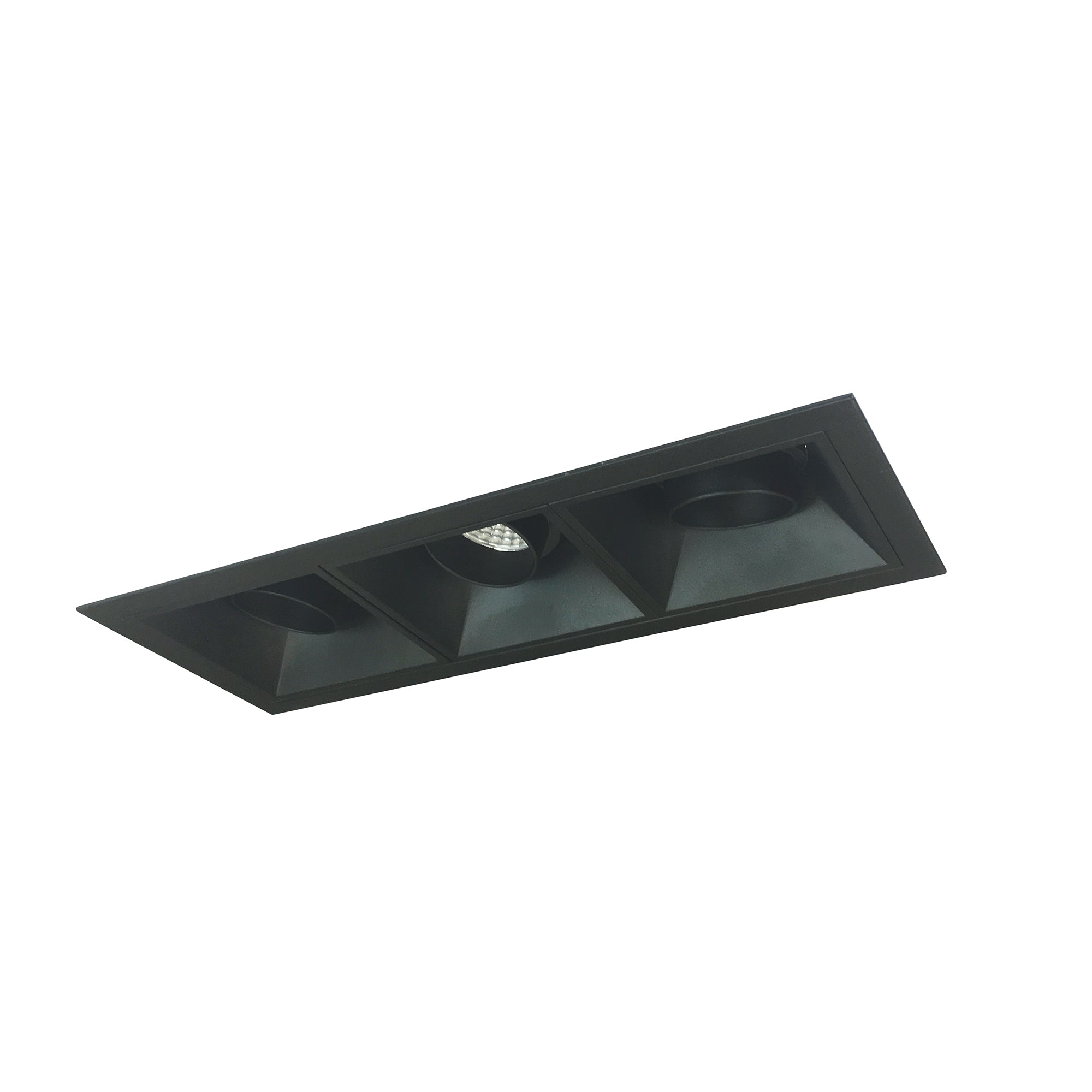 Nora Lighting NMIOT-13-B-AAA-50X-10-B - Recessed - Iolite MLS 3-Head Trim Kit, Black Flange, 5000K, 1000lm, Black Adj. Snoot Trims