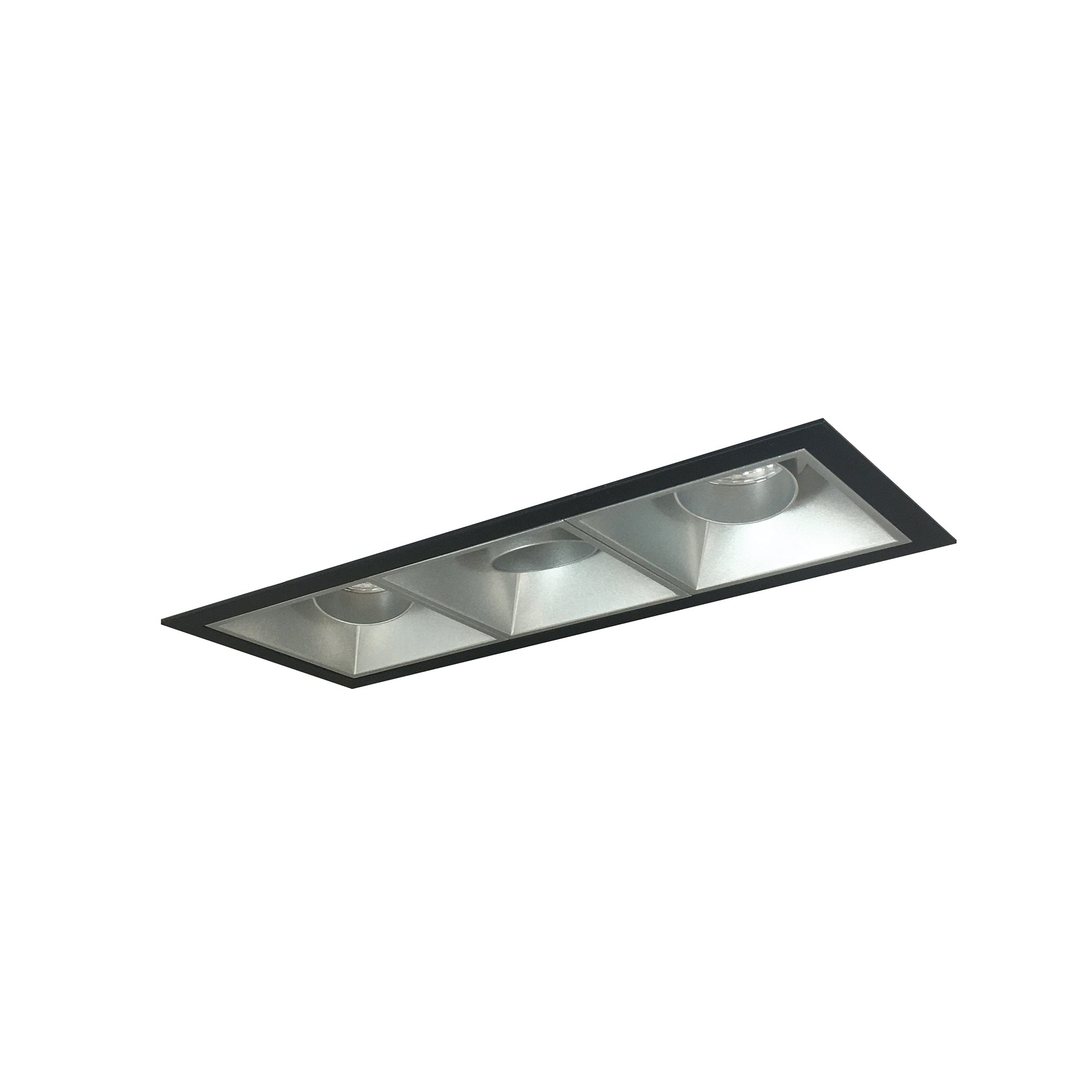 Nora Lighting NMIOT-13-B-AAA-50X-10-HZ - Recessed - Iolite MLS 3-Head Trim Kit, Black Flange, 5000K, 1000lm, Haze Adj. Snoot Trims