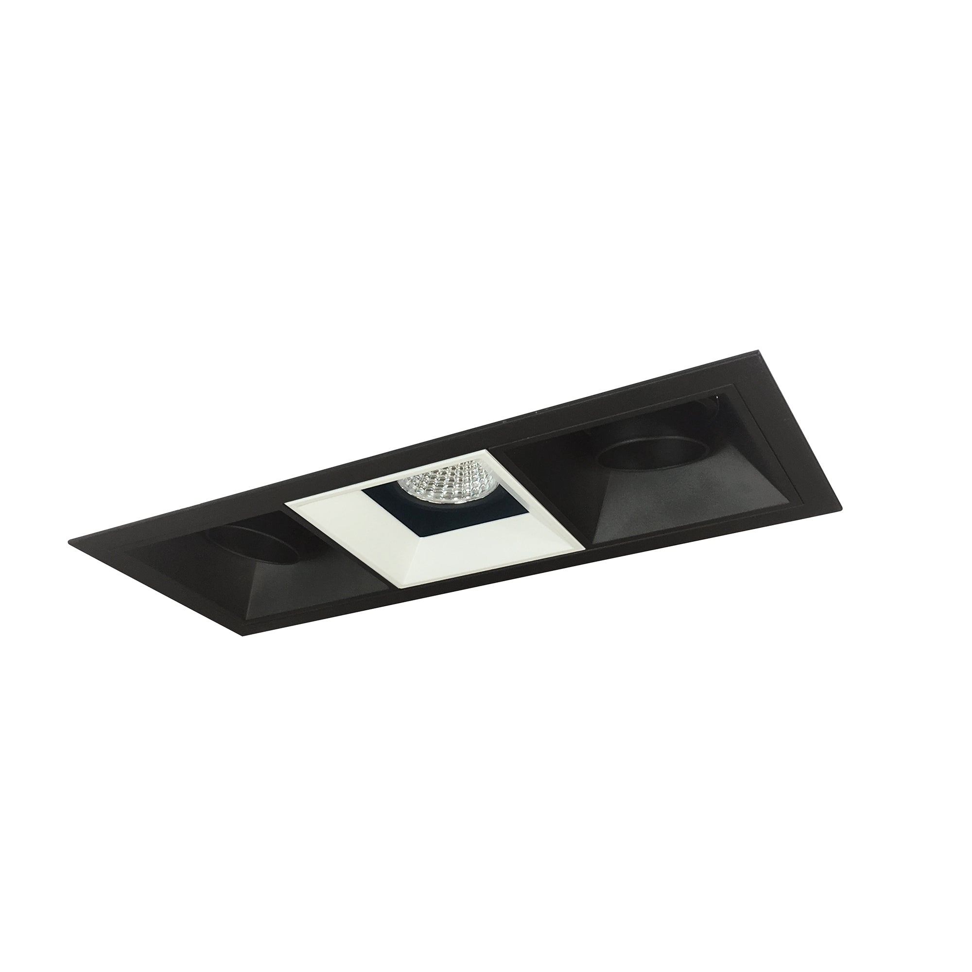 Nora Lighting NMIOT-13-B-AAF-CDX-10-BMPW - Recessed - Iolite MLS 3-Head Trim Kit, Black Flange, Comfort Dim, 800lm, Black/MPW Adj. Snoot/Fixed Downlt. Trims