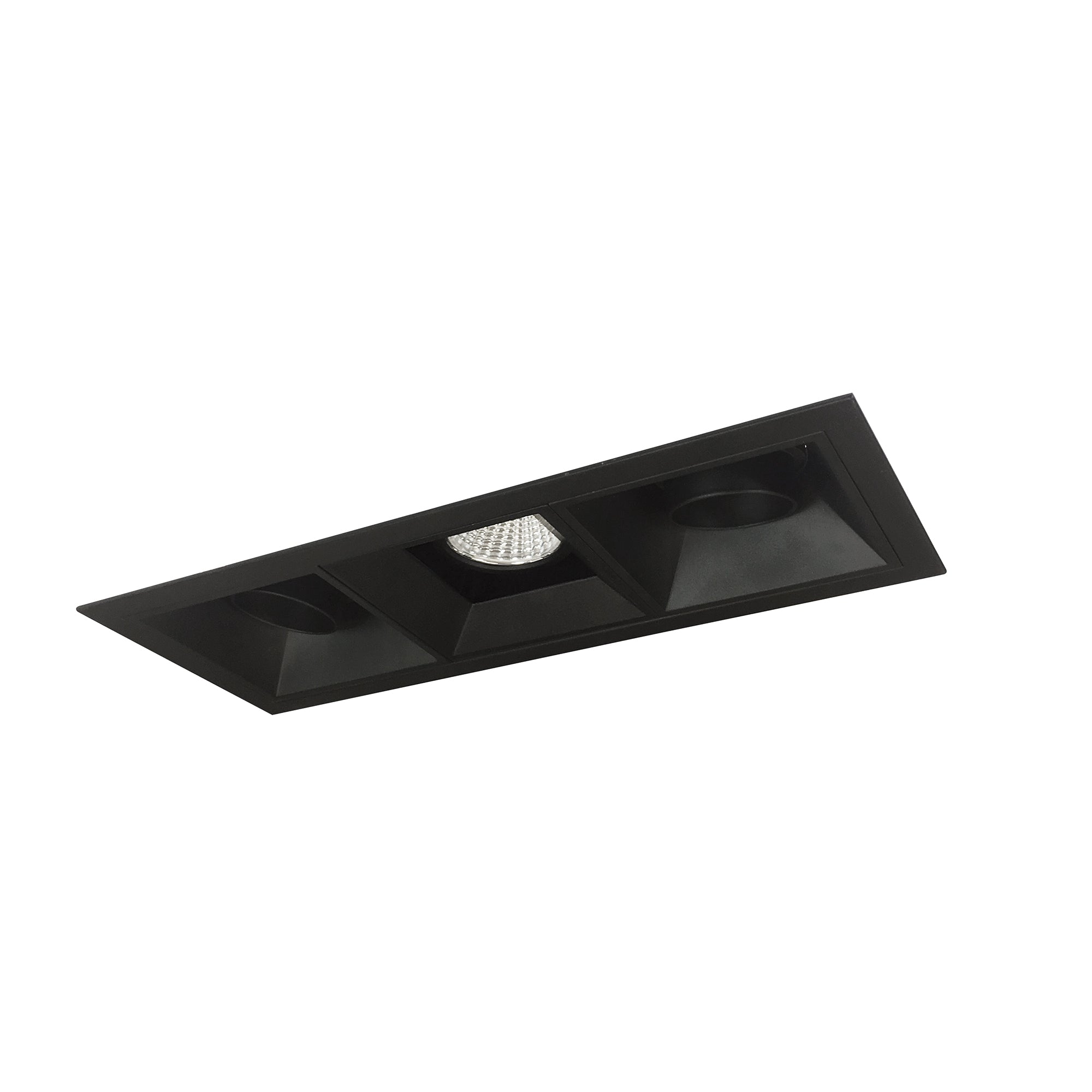 Nora Lighting NMIOT-13-B-AAF-35X-10-B - Recessed - Iolite MLS 3-Head Trim Kit, Black Flange, 3500K, 1000lm, Black Adj. Snoot/Fixed Downlt. Trims