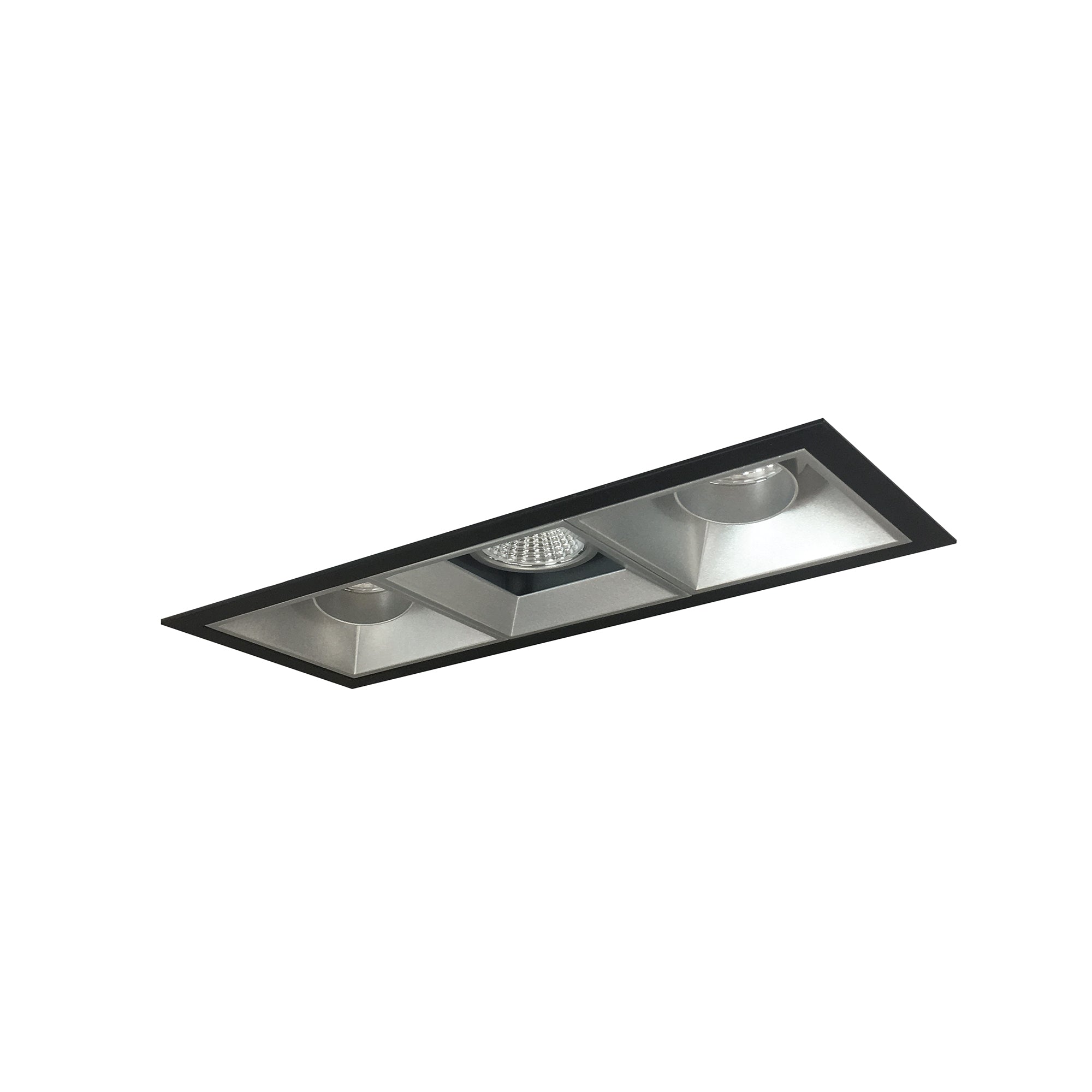 Nora Lighting NMIOT-13-B-AAF-30X-10-HZ - Recessed - Iolite MLS 3-Head Trim Kit, Black Flange, 3000K, 1000lm, Haze Adj. Snoot/Fixed Downlt. Trims