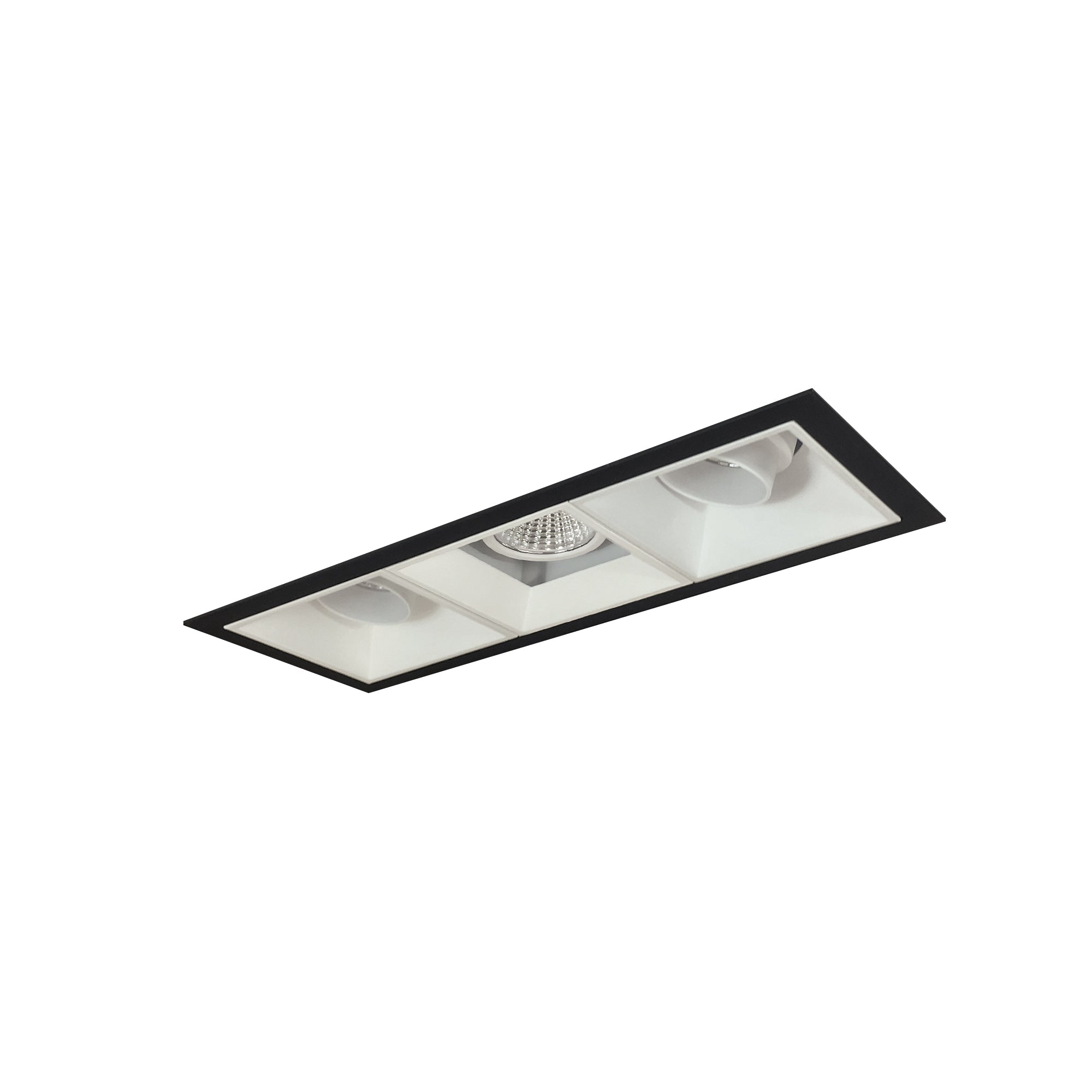 Nora Lighting NMIOT-13-B-AAF-50X-10-MPW - Recessed - Iolite MLS 3-Head Trim Kit, Black Flange, 5000K, 1000lm, MPW Adj. Snoot/Fixed Downlt. Trims