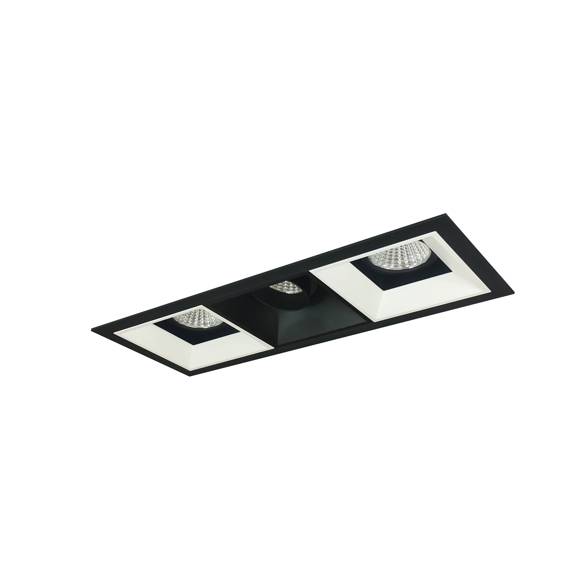 Nora Lighting NMIOT-13-B-AFF-CDX-10-BMPW - Recessed - Iolite MLS 3-Head Trim Kit, Black Flange, Comfort Dim, 800lm, Black/MPW Adj. Snoot/Fixed Downlt. Trims