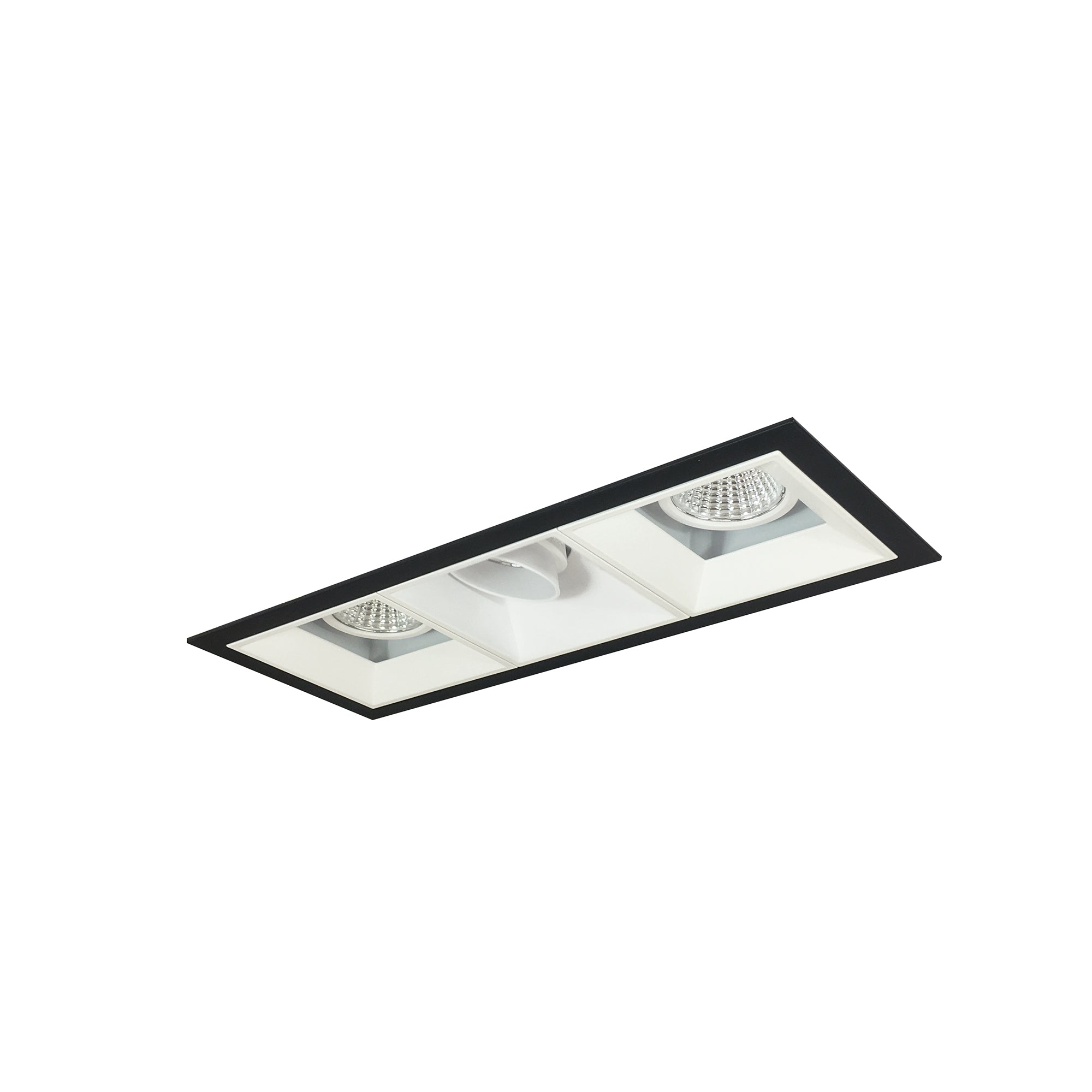 Nora Lighting NMIOT-13-B-AFF-50X-10-MPW - Recessed - Iolite MLS 3-Head Trim Kit, Black Flange, 5000K, 1000lm, MPW Adj. Snoot/Fixed Downlt. Trims