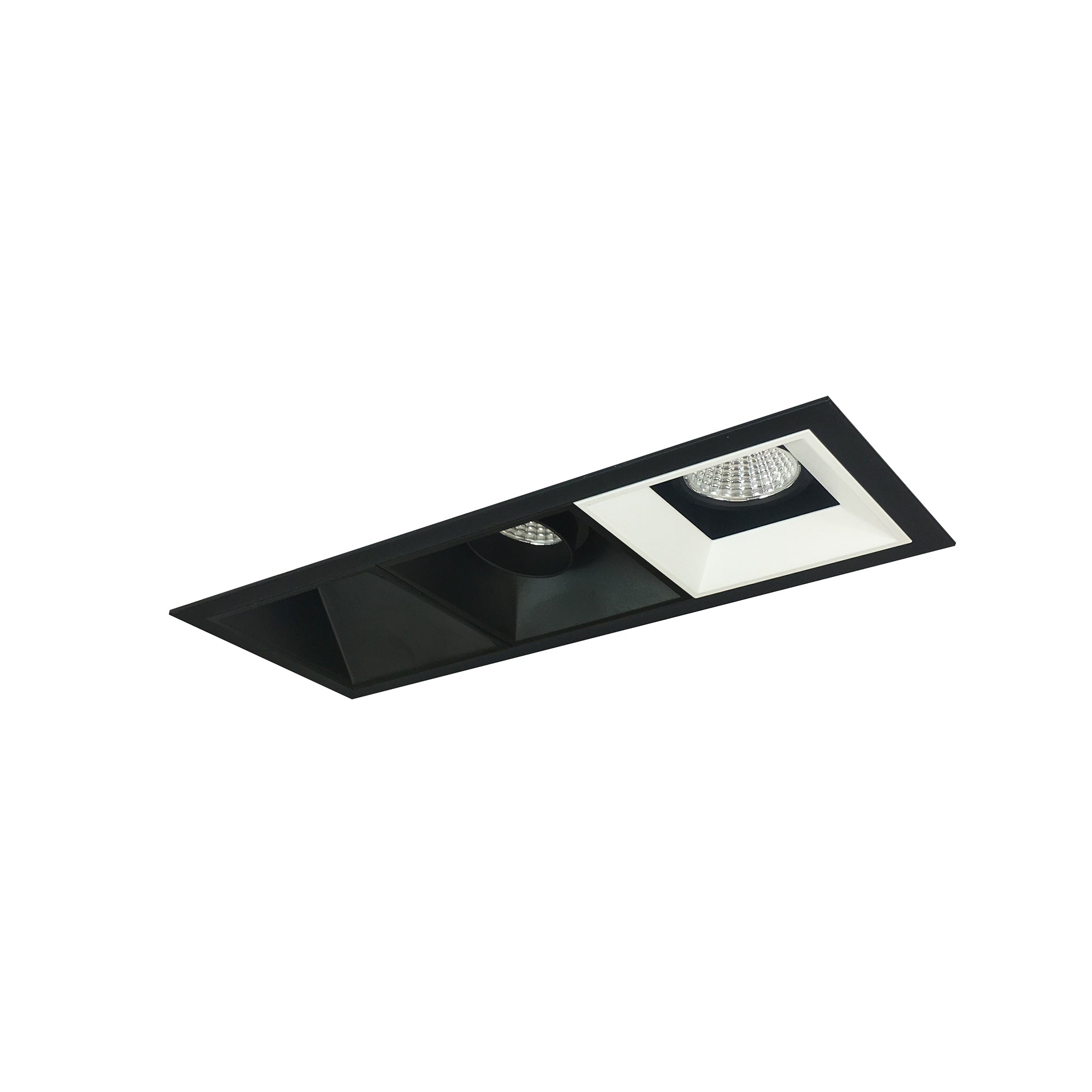 Nora Lighting NMIOT-13-B-AFW-35X-10-BMPW - Recessed - Iolite MLS 3-Head Trim Kit, Black Flange, 3500K, 1000lm, Black/MPW Adj. Snoot/Fixed Downlt./Wall Wash Trims
