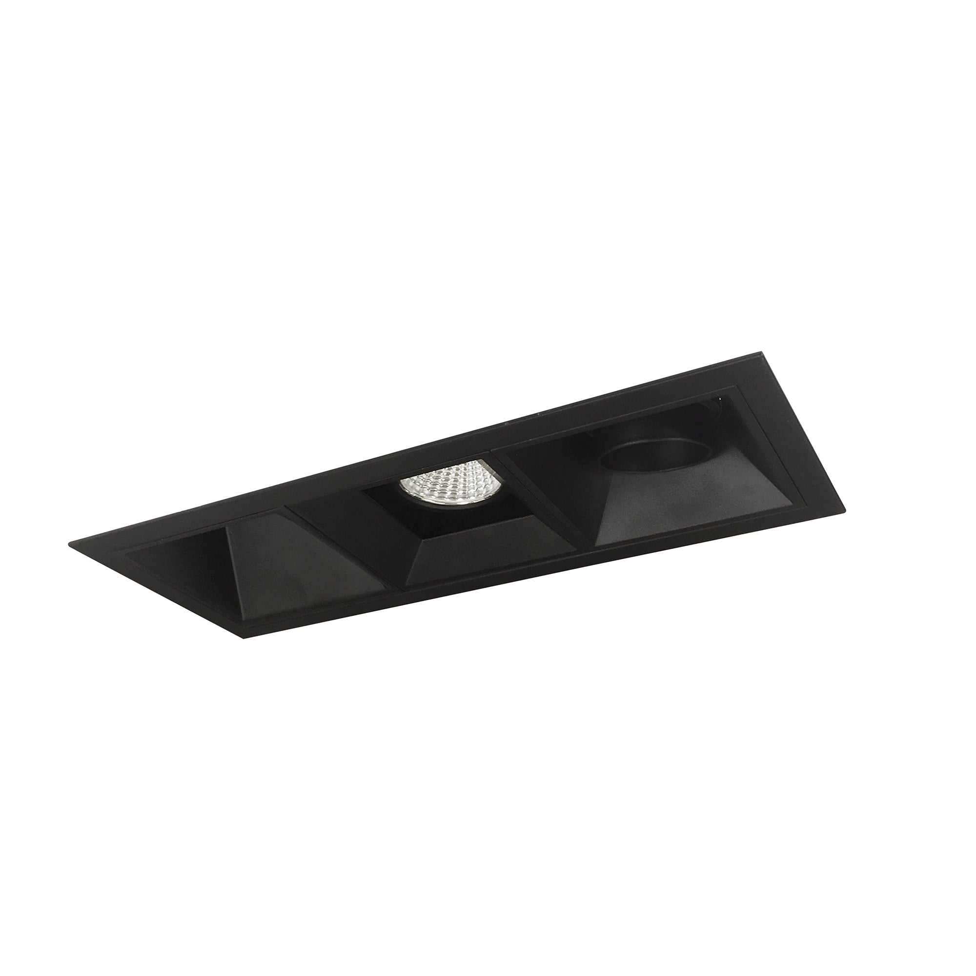 Nora Lighting NMIOT-13-B-AFW-30X-10-B - Recessed - Iolite MLS 3-Head Trim Kit, Black Flange, 3000K, 1000lm, Black Adj. Snoot/Fixed Downlt./Wall Wash Trims