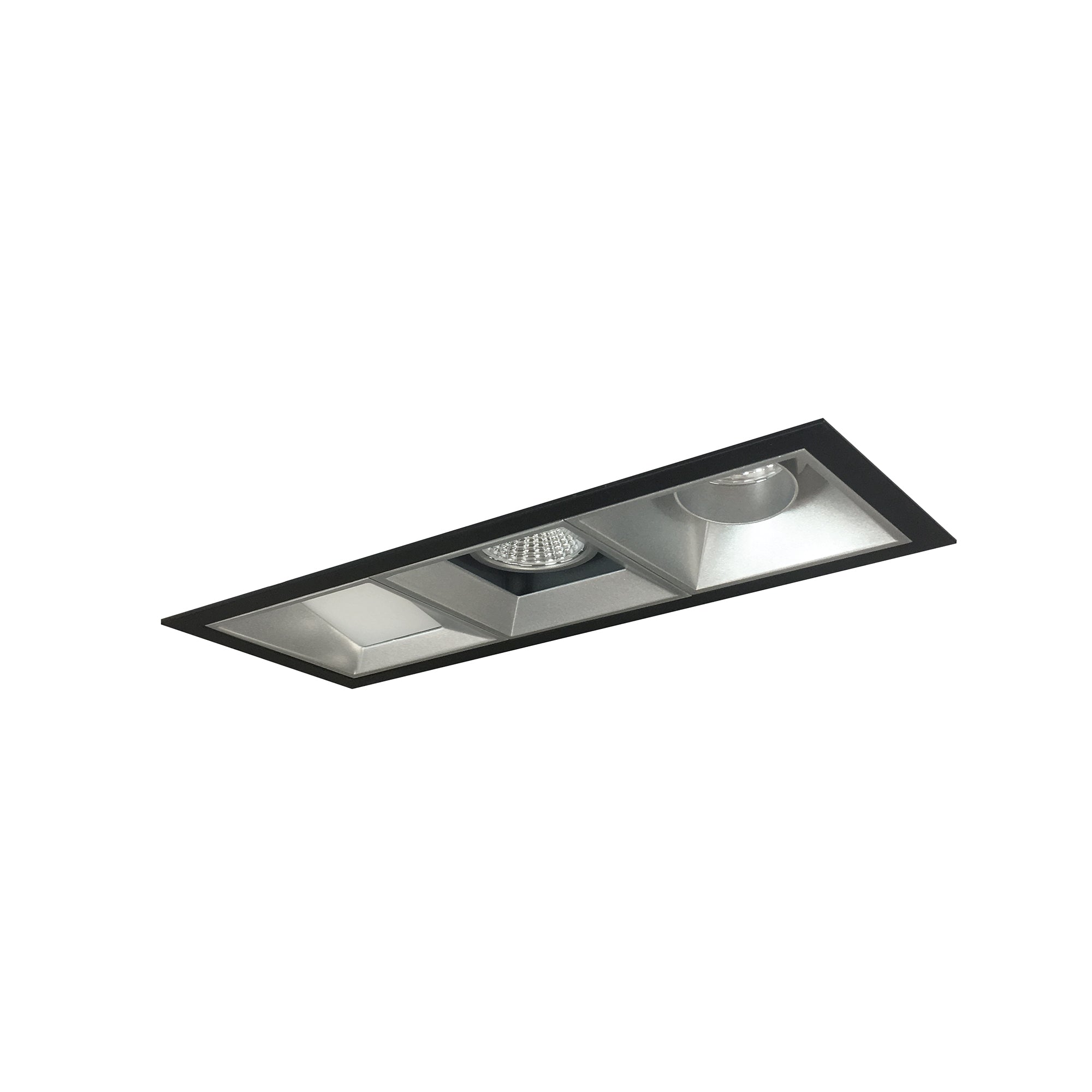 Nora Lighting NMIOT-13-B-AFW-40X-10-HZ - Recessed - Iolite MLS 3-Head Trim Kit, Black Flange, 4000K, 1000lm, Haze Adj. Snoot/Fixed Downlt./Wall Wash Trims