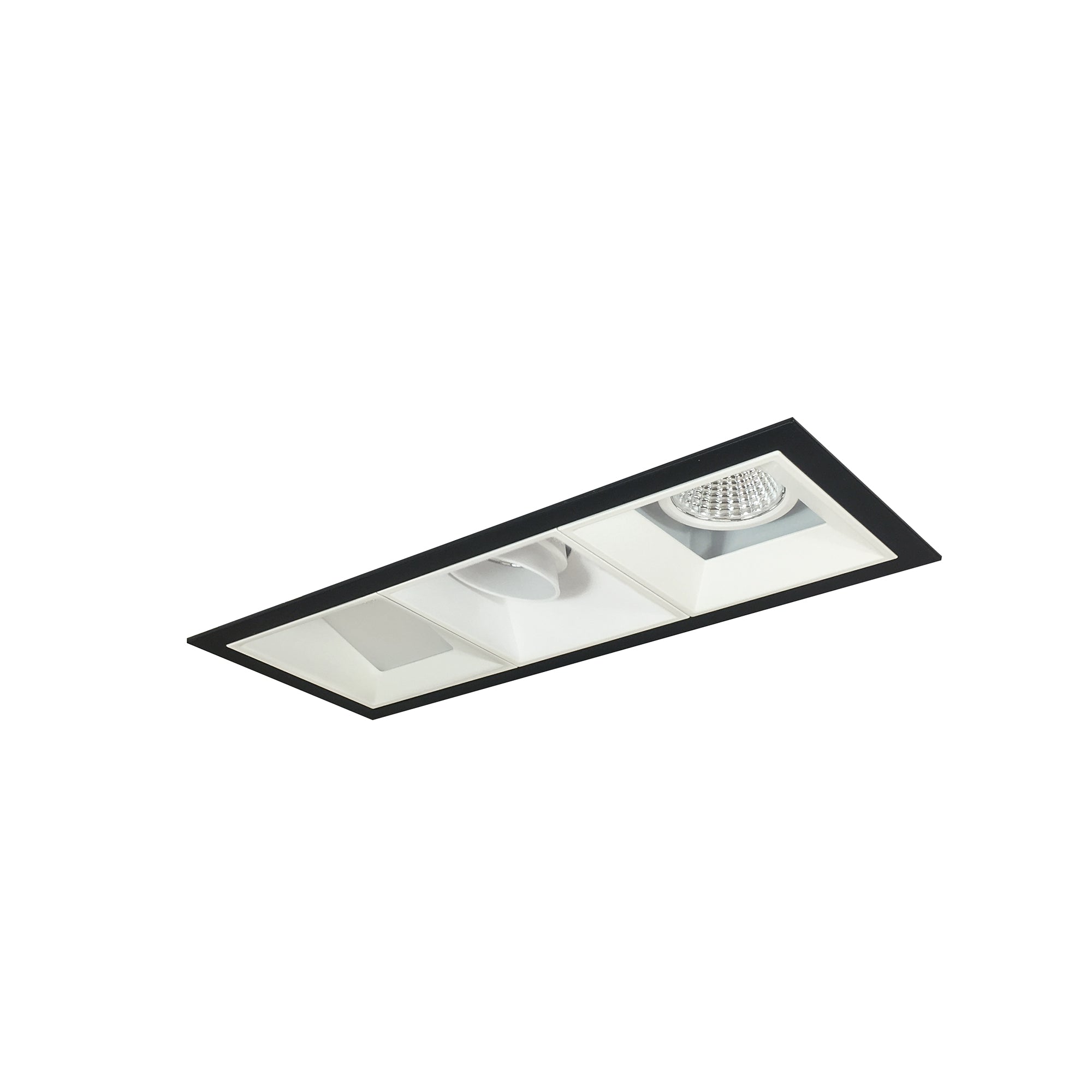Nora Lighting NMIOT-13-B-AFW-50X-10-MPW - Recessed - Iolite MLS 3-Head Trim Kit, Black Flange, 5000K, 1000lm, MPW Adj. Snoot/Fixed Downlt./Wall Wash Trims
