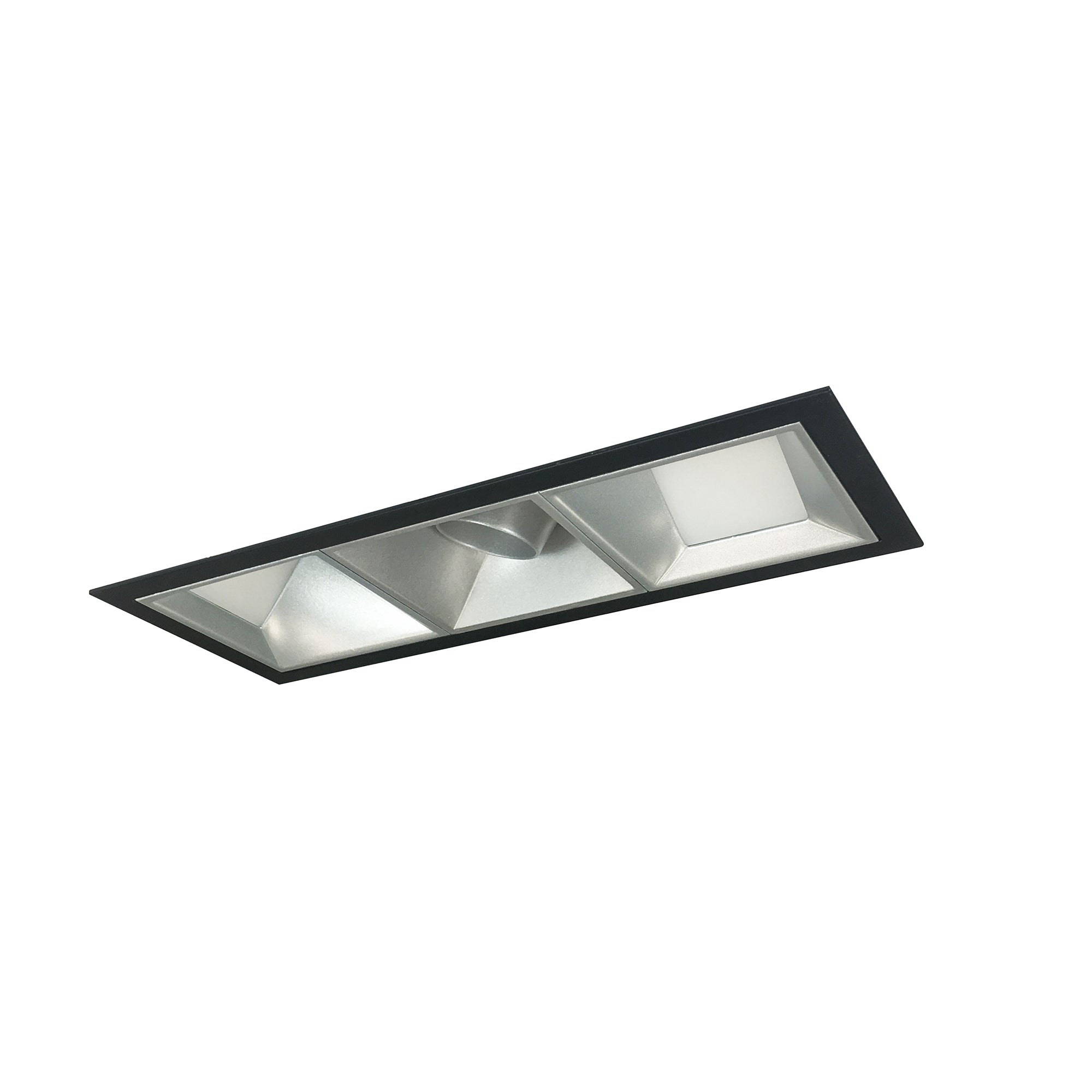 Nora Lighting NMIOT-13-B-AWW-50X-10-HZ - Recessed - Iolite MLS 3-Head Trim Kit, Black Flange, 5000K, 1000lm, Haze Adj. Snoot/Wall Wash Trims