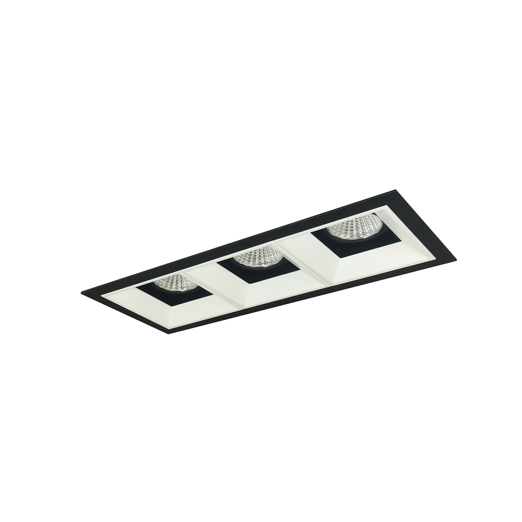 Nora Lighting NMIOT-13-B-FFF-CDX-10-BMPW - Recessed - Iolite MLS 3-Head Trim Kit, Black Flange, Comfort Dim, 800lm, Black/MPW Fixed Downlt. Trims