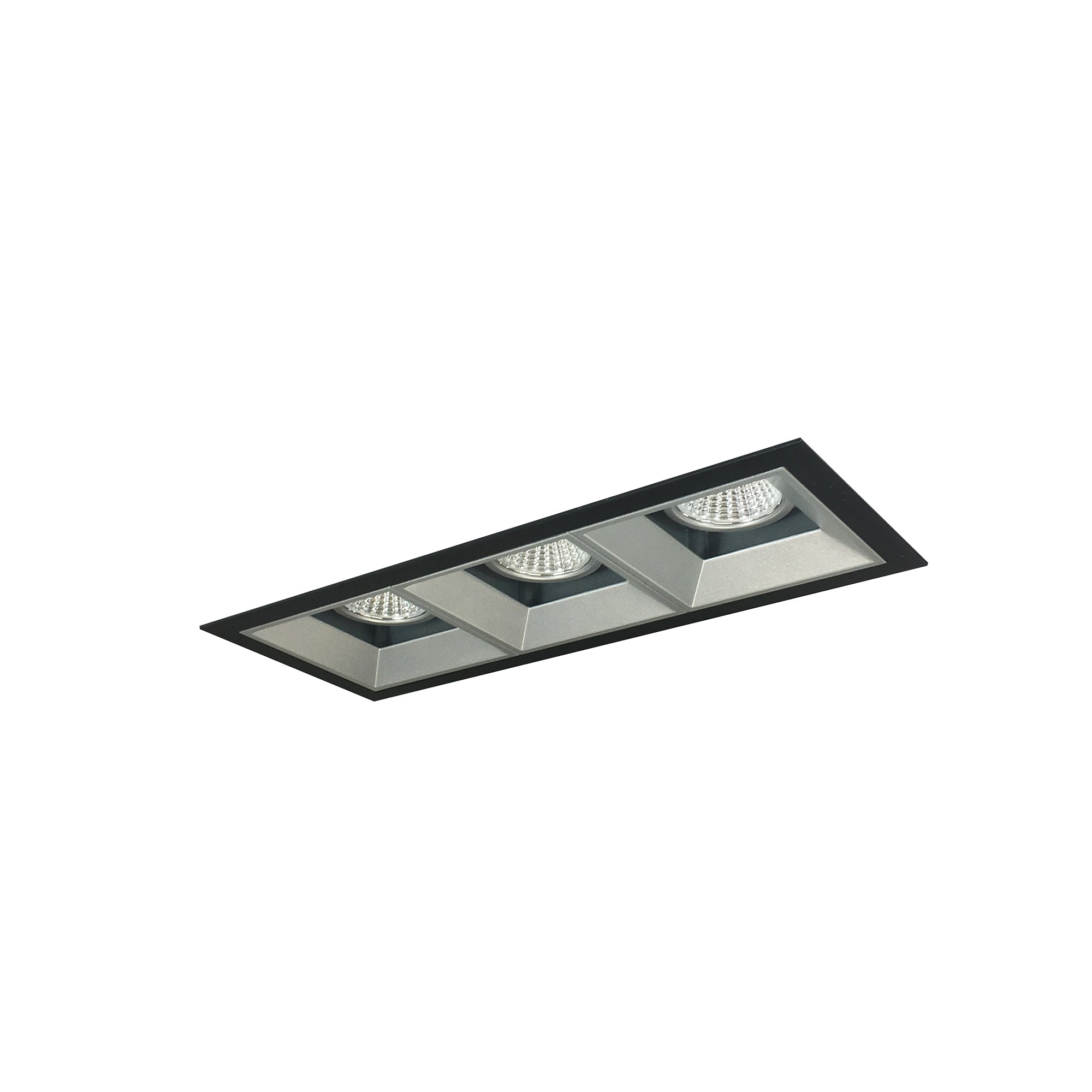 Nora Lighting NMIOT-13-B-FFF-35X-10-HZ - Recessed - Iolite MLS 3-Head Trim Kit, Black Flange, 3500K, 1000lm, Haze Fixed Downlt. Trims