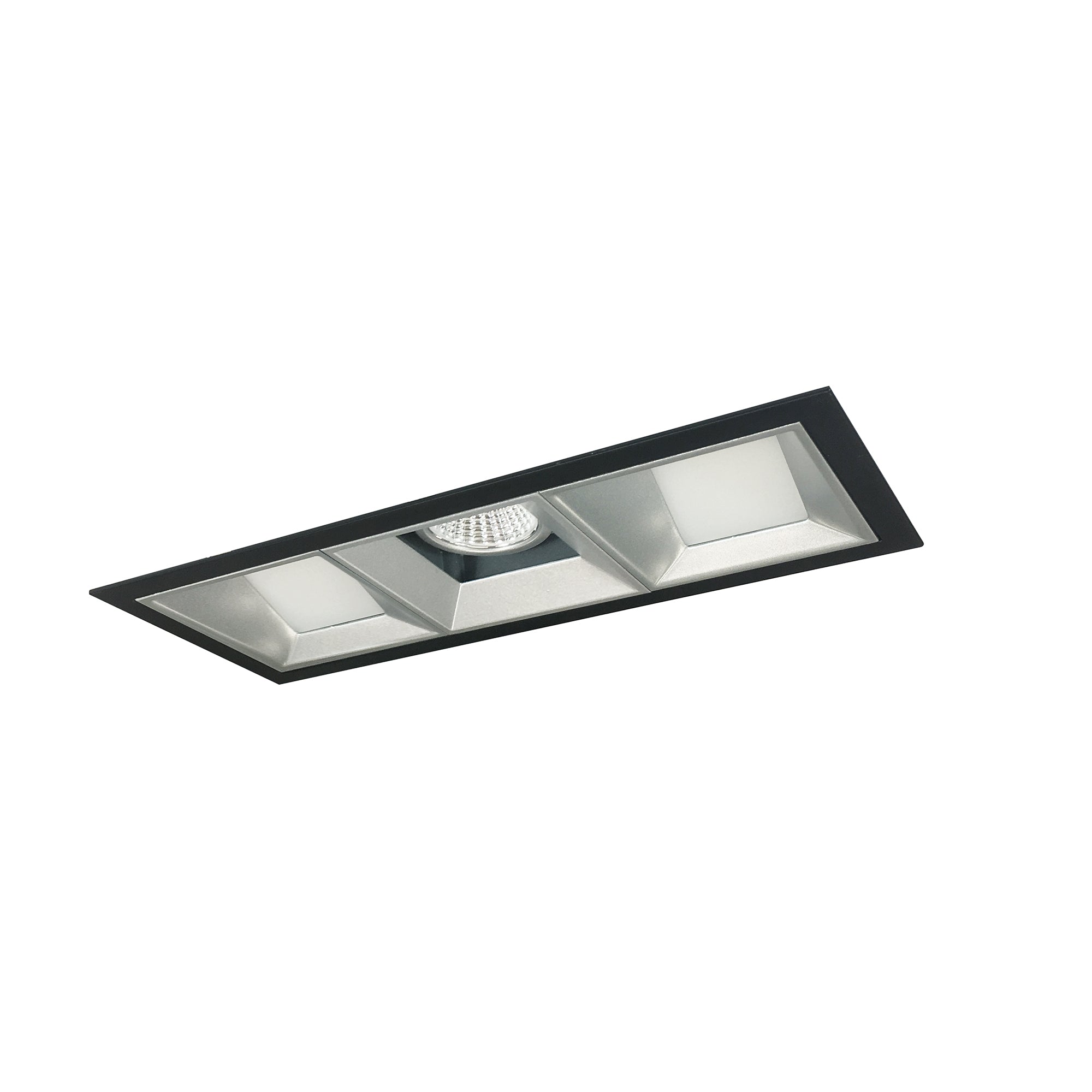 Nora Lighting NMIOT-13-B-FWW-35X-10-HZ - Recessed - Iolite MLS 3-Head Trim Kit, Black Flange, 3500K, 1000lm, Haze Fixed Downlt./Wall Wash Trims