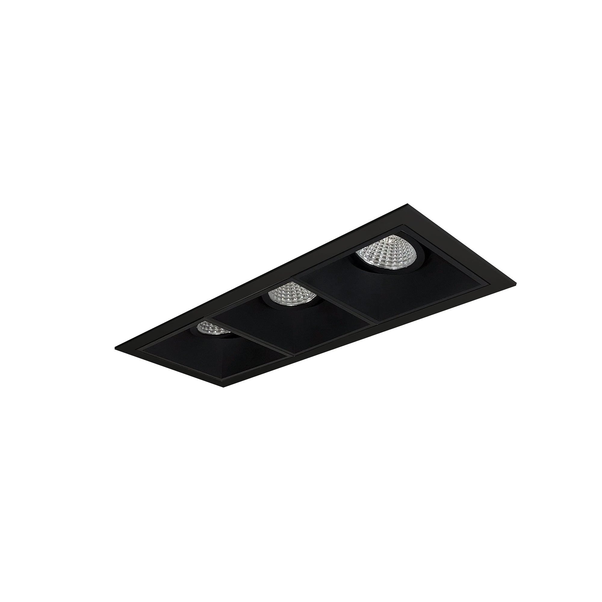Nora Lighting NMIOT-13-B-GGG-27X-10-B - Recessed - Iolite MLS 3-Head Trim Set, Black Flange, 2700K, 1000lm, Black Adj. Gimbal Trims