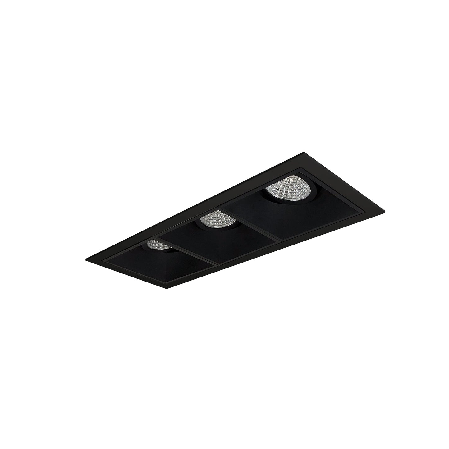 Nora Lighting NMIOT-13-B-GGG-35X-10-B - Recessed - Iolite MLS 3-Head Trim Set, Black Flange, 3500K, 1000lm, Black Adj. Gimbal Trims