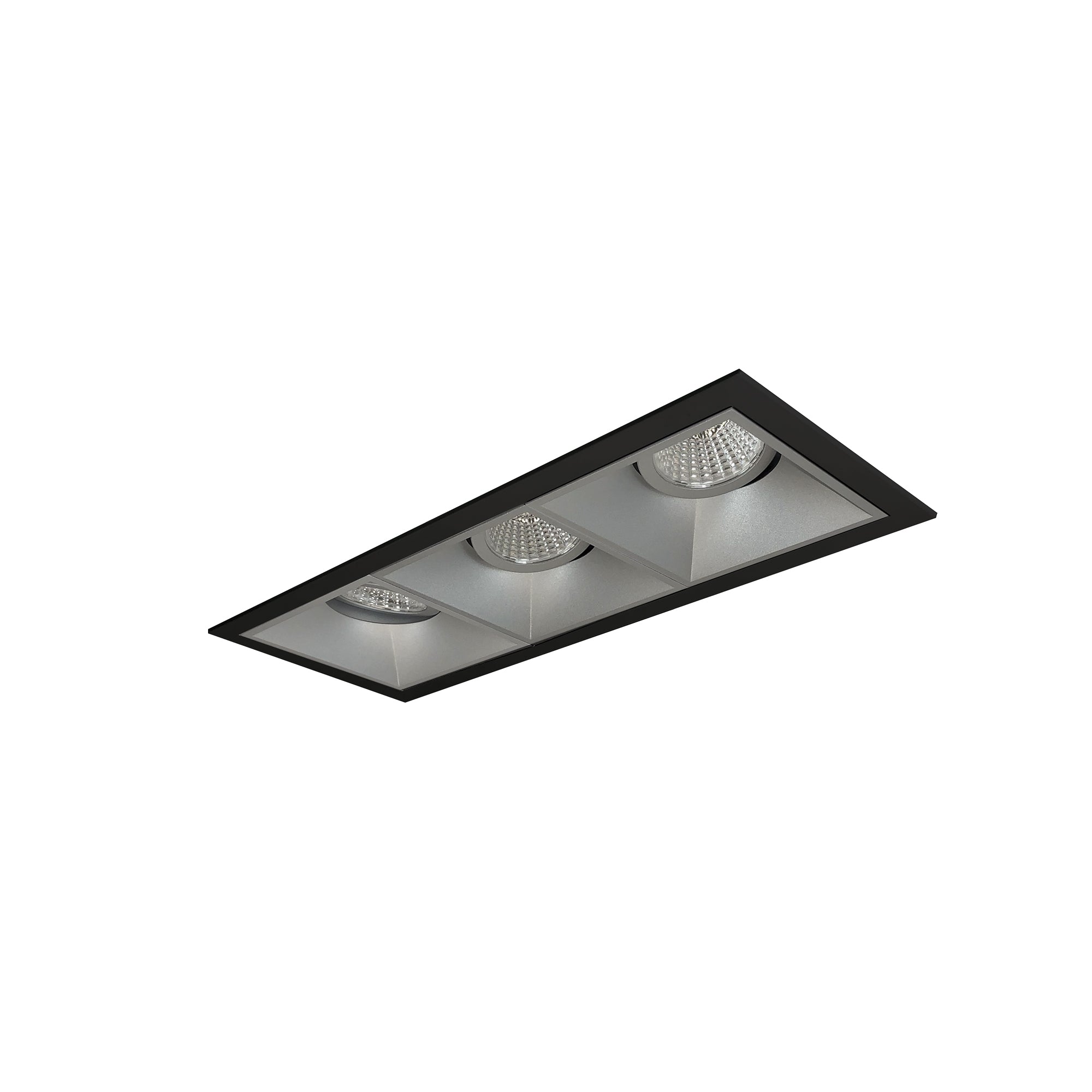 Nora Lighting NMIOT-13-B-GGG-50X-10-HZ - Recessed - Iolite MLS 3-Head Trim Set, Black Flange, 5000K, 1000lm, Haze Adj. Gimbal Trims
