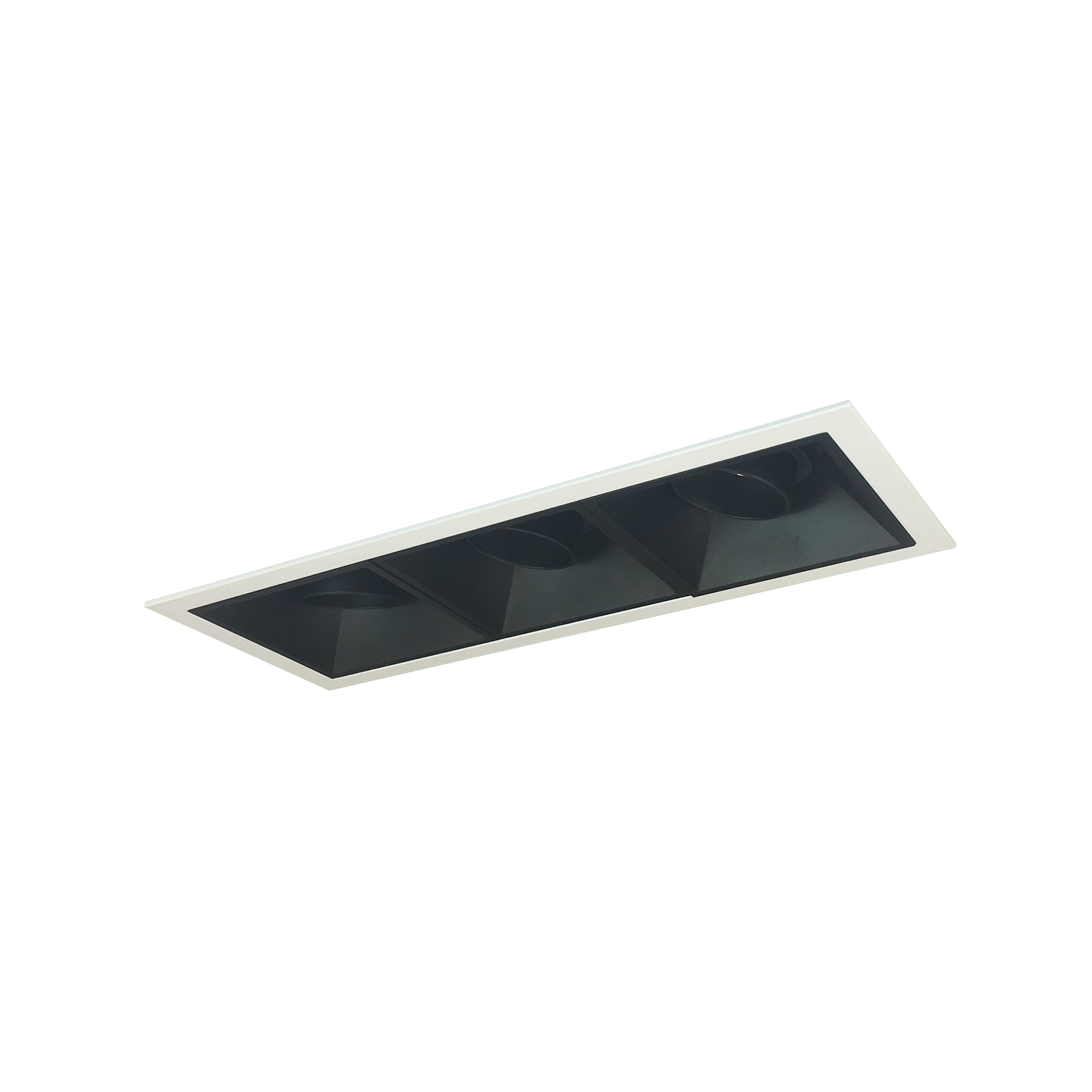 Nora Lighting NMIOT-13-MPW-AAA-40X-10-B - Recessed - Iolite MLS 3-Head Trim Kit, MPW Flange, 4000K, 1000lm, Black Adj. Snoot Trims