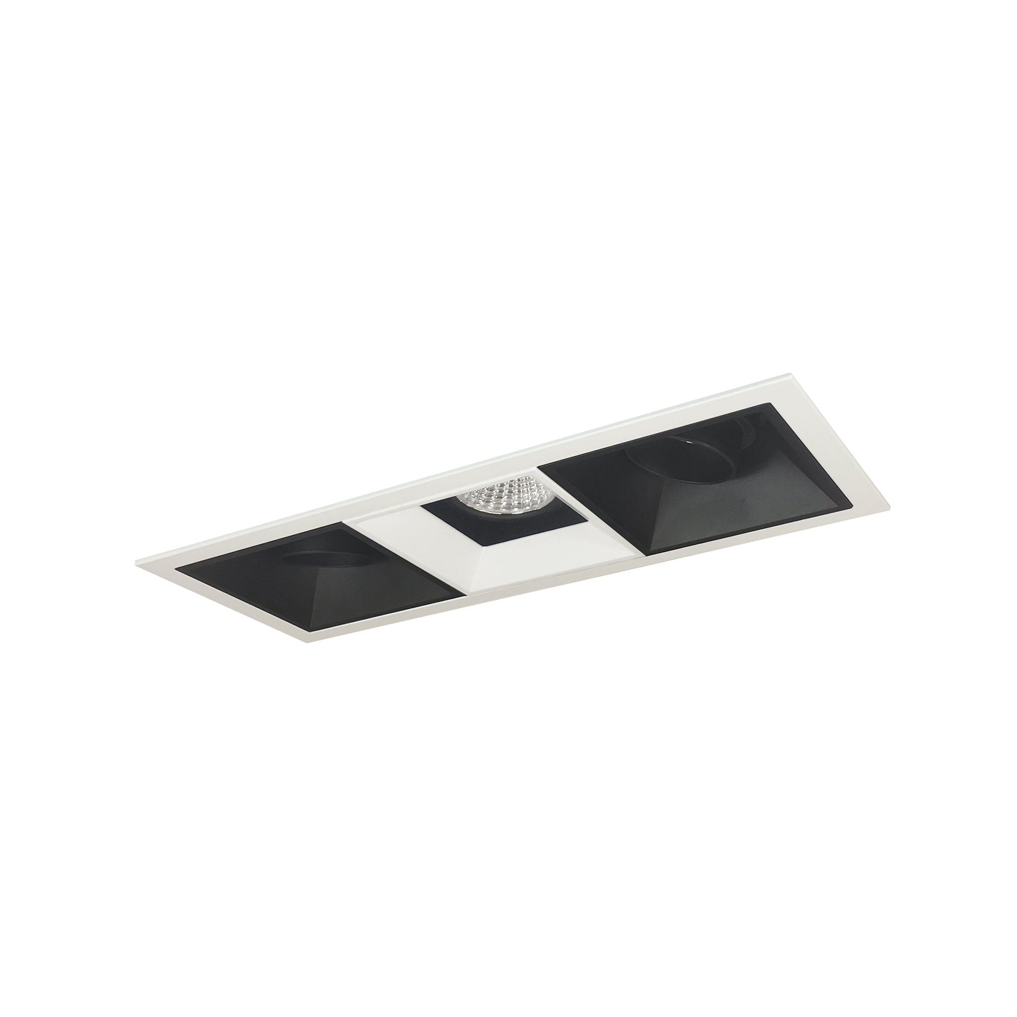 Nora Lighting NMIOT-13-MPW-AAF-40X-10-BMPW - Recessed - Iolite MLS 3-Head Trim Kit, MPW Flange, 4000K, 1000lm, Black/MPW Adj. Snoot/Fixed Downlt. Trims