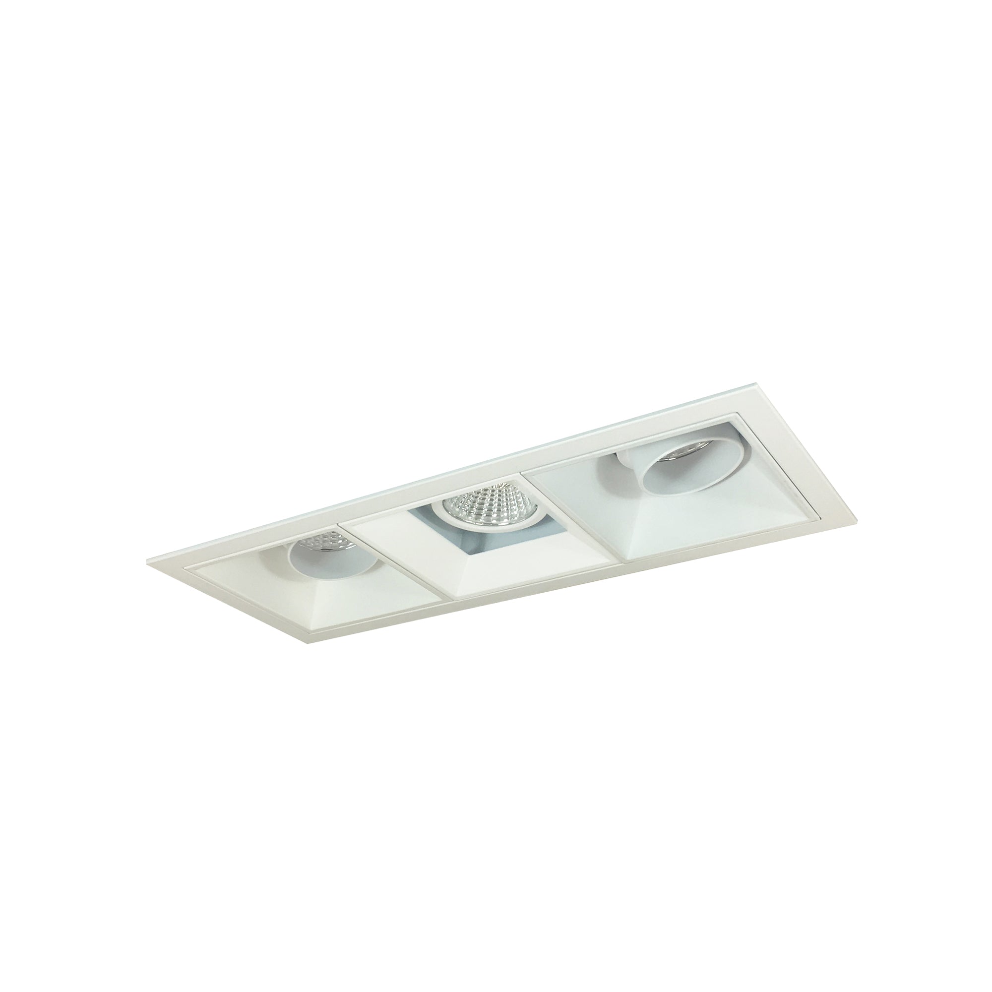 Nora Lighting NMIOT-13-MPW-AAF-27X-10-MPW - Recessed - Iolite MLS 3-Head Trim Kit, MPW Flange, 2700K, 1000lm, MPW Adj. Snoot/Fixed Downlt. Trims