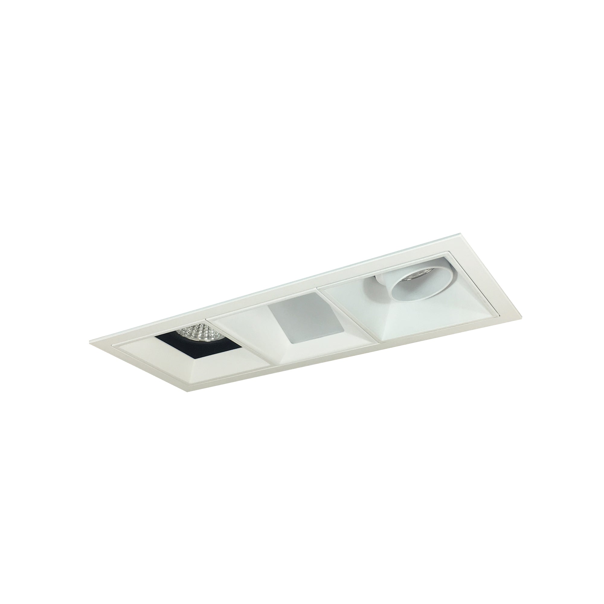 Nora Lighting NMIOT-13-MPW-AFW-30X-10-BMPW - Recessed - Iolite MLS 3-Head Trim Kit, MPW Flange, 3000K, 1000lm, Black/MPW Adj. Snoot/Fixed Downlt./Wall Wash Trims