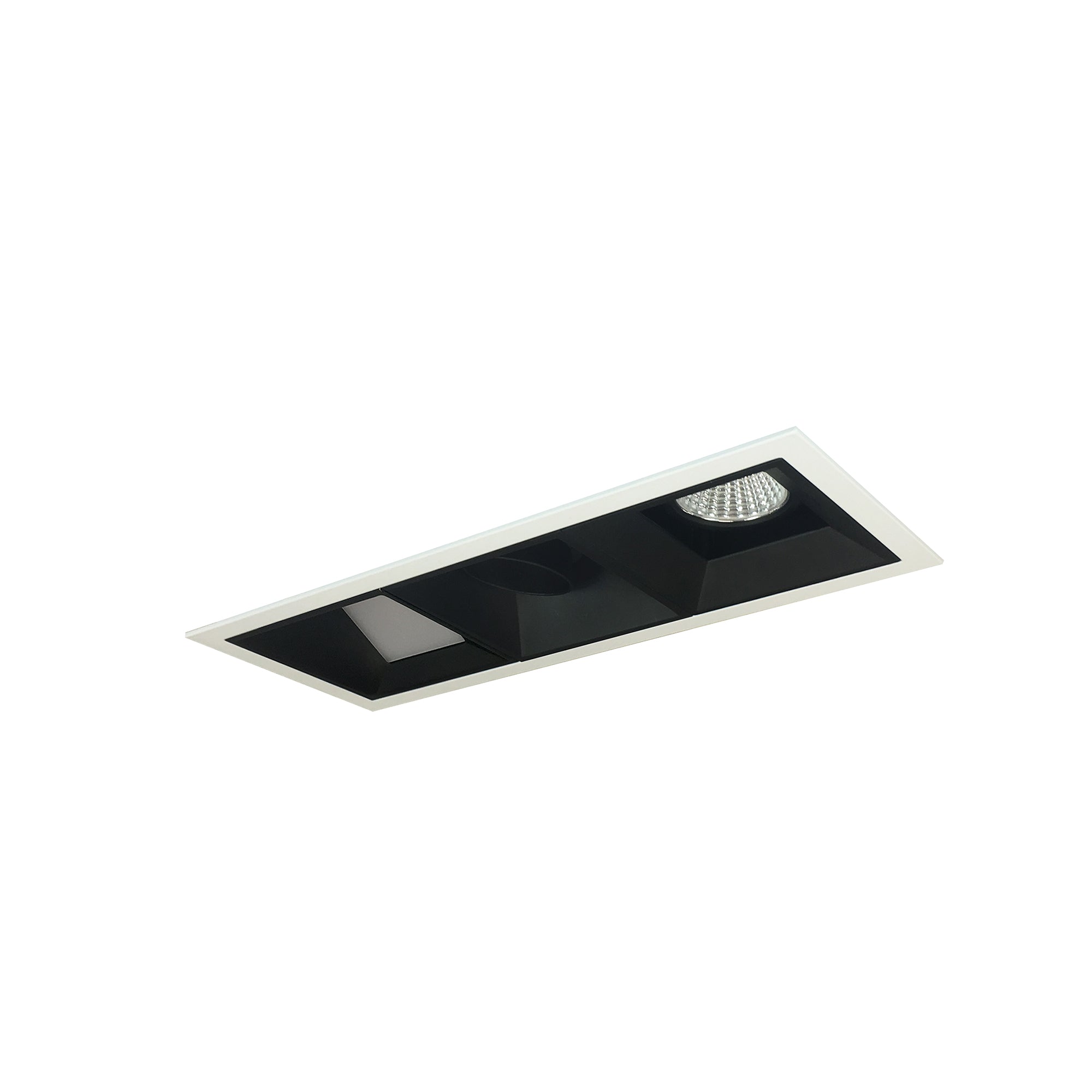 Nora Lighting NMIOT-13-MPW-AFW-CDX-10-B - Recessed - Iolite MLS 3-Head Trim Kit, MPW Flange, Comfort Dim, 800lm, Black Adj. Snoot/Fixed Downlt./Wall Wash Trims