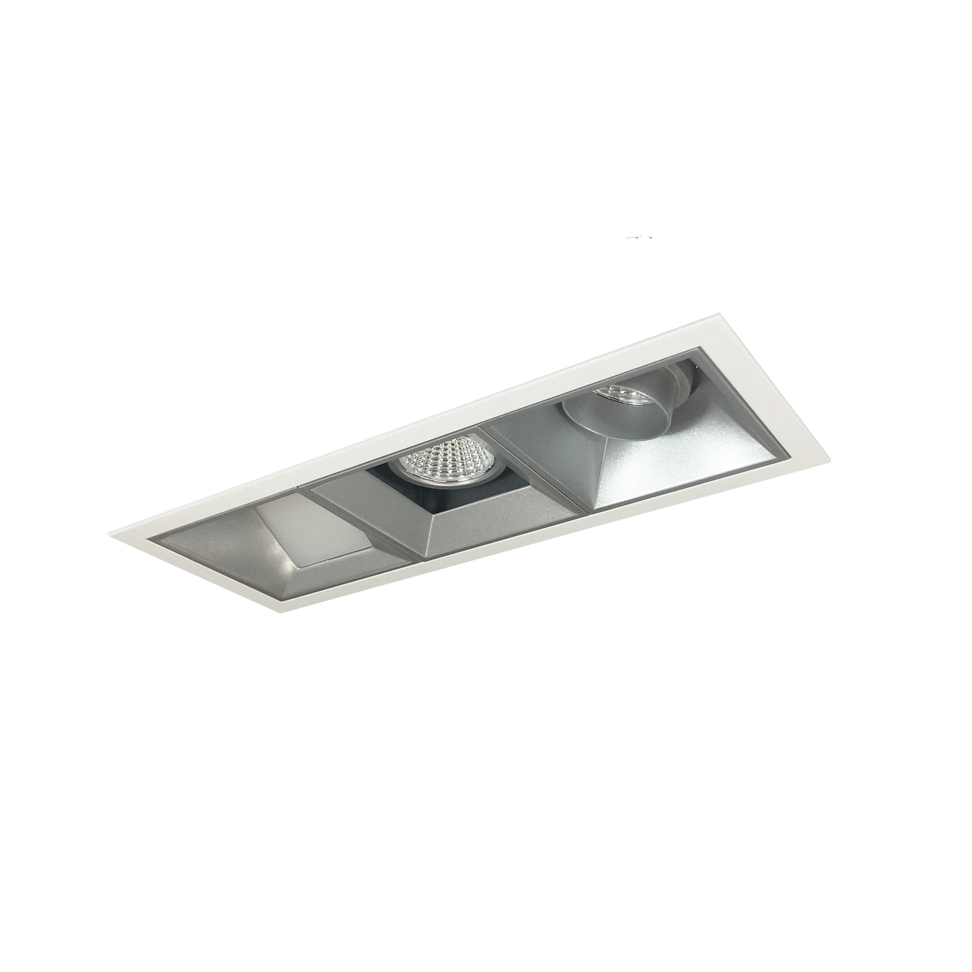 Nora Lighting NMIOT-13-MPW-AFW-50X-10-HZ - Recessed - Iolite MLS 3-Head Trim Kit, MPW Flange, 5000K, 1000lm, Haze Adj. Snoot/Fixed Downlt./Wall Wash Trims