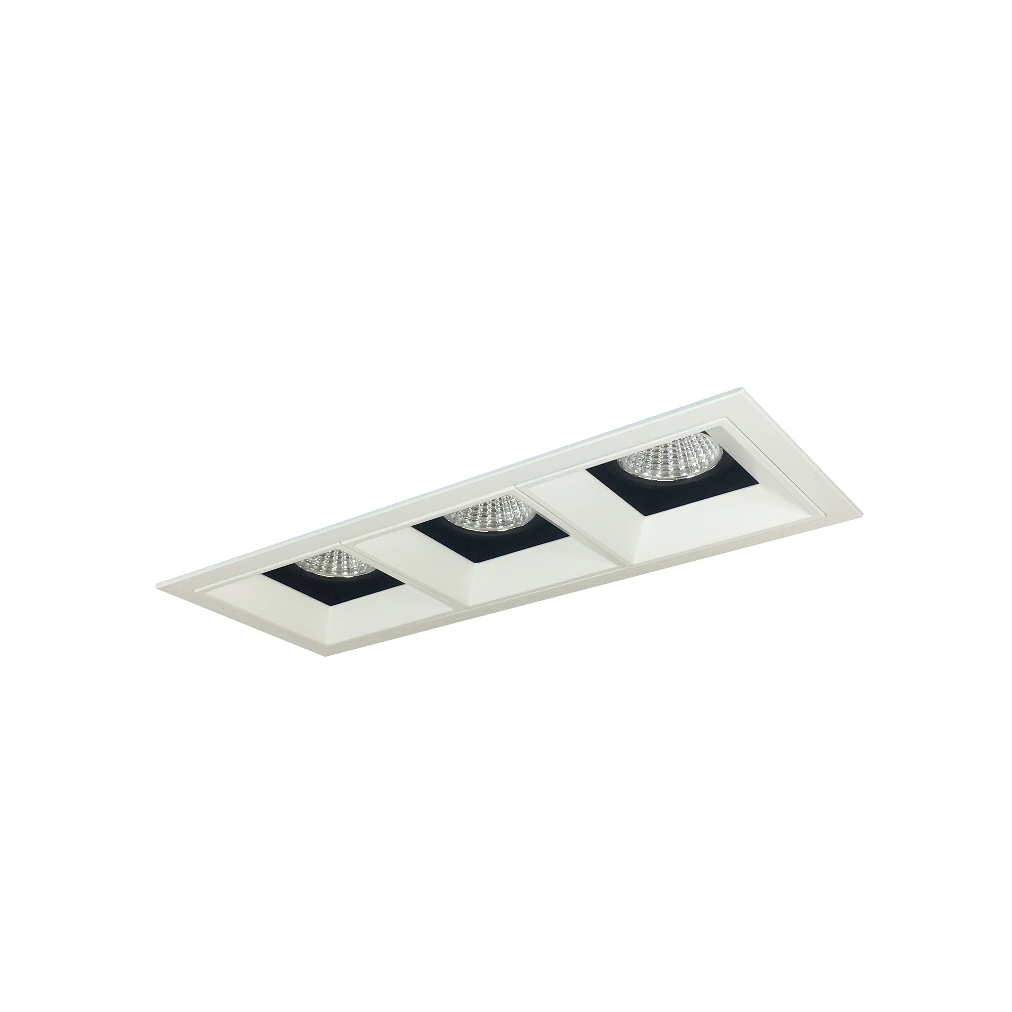 Nora Lighting NMIOT-13-MPW-FFF-35X-10-BMPW - Recessed - Iolite MLS 3-Head Trim Kit, MPW Flange, 3500K, 1000lm, Black/MPW Fixed Downlt. Trims
