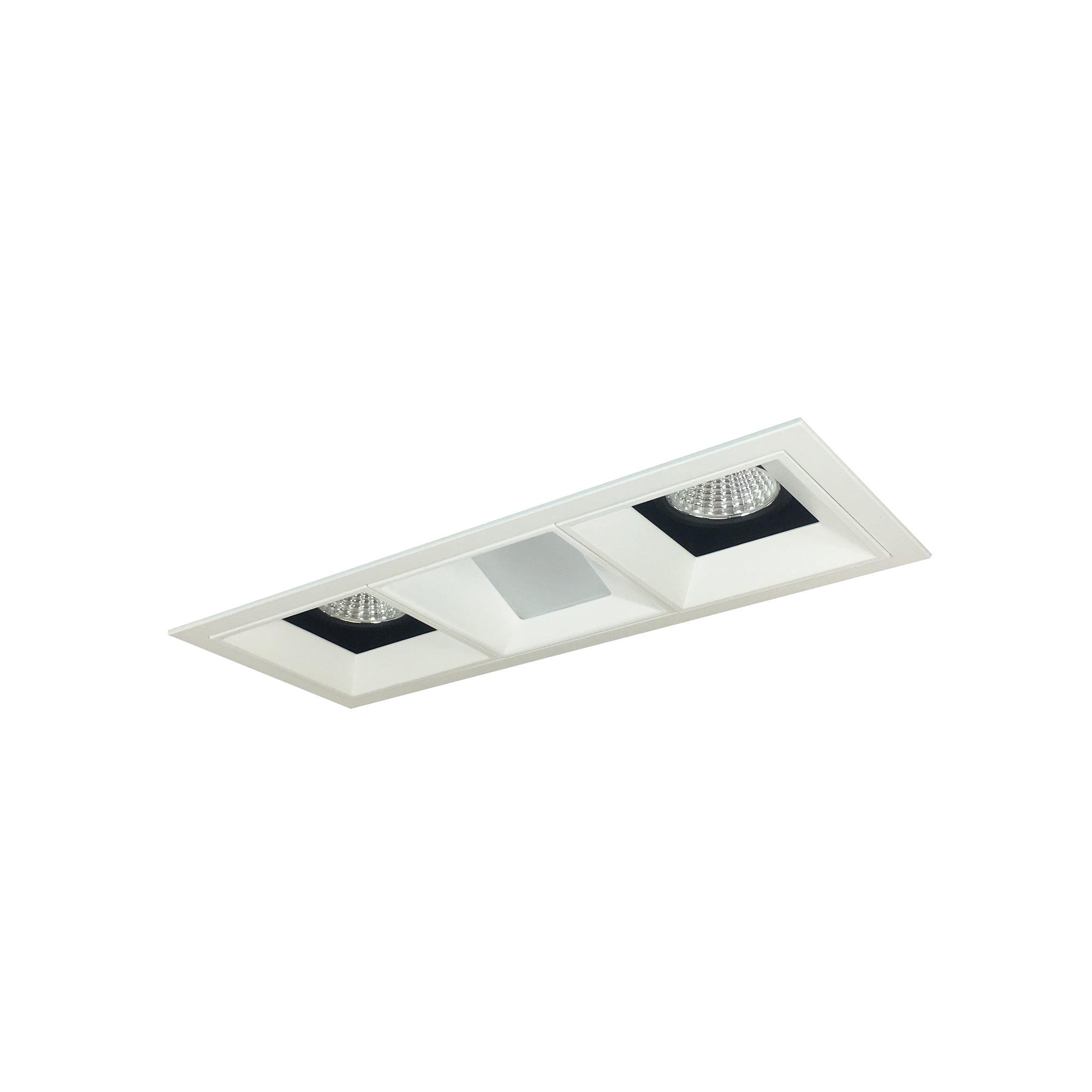 Nora Lighting NMIOT-13-MPW-FFW-35X-10-BMPW - Recessed - Iolite MLS 3-Head Trim Kit, MPW Flange, 3500K, 1000lm, Black/MPW Fixed Downlt./Wall Wash Trims