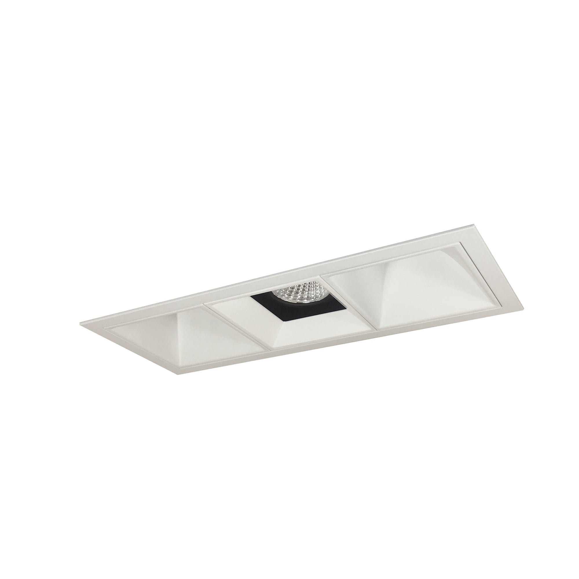 Nora Lighting NMIOT-13-MPW-FWW-40X-10-BMPW - Recessed - Iolite MLS 3-Head Trim Kit, MPW Flange, 4000K, 1000lm, Black/MPW Fixed Downlt./Wall Wash Trims