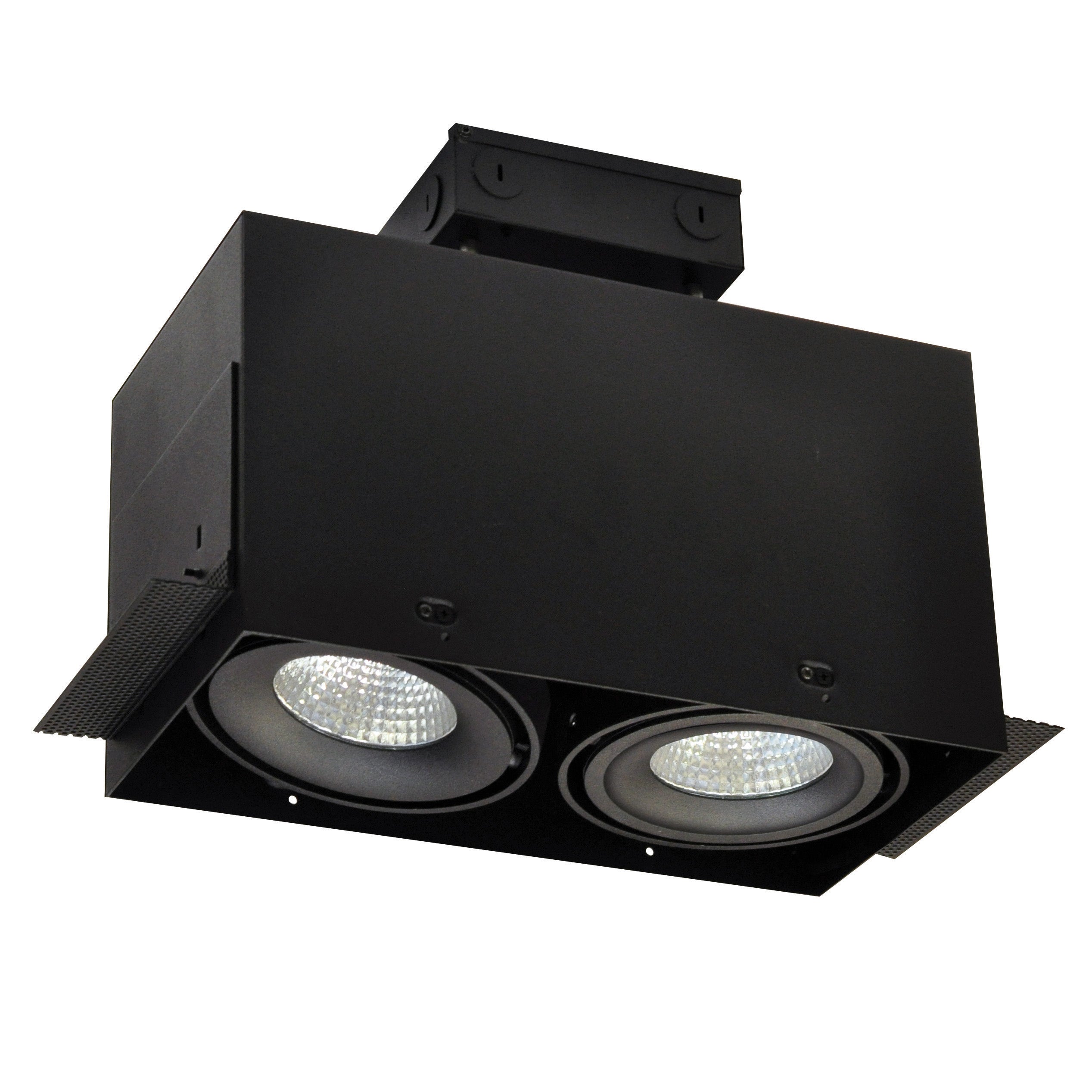 Nora Lighting NMRTLG-12D6L1930B - Recessed - LED Trimless 2-Head MLS Housing, 30W / 2100lm per Head, 3000K, 32-Degrees Flood, Black, 120-277V 0-10V Dimming