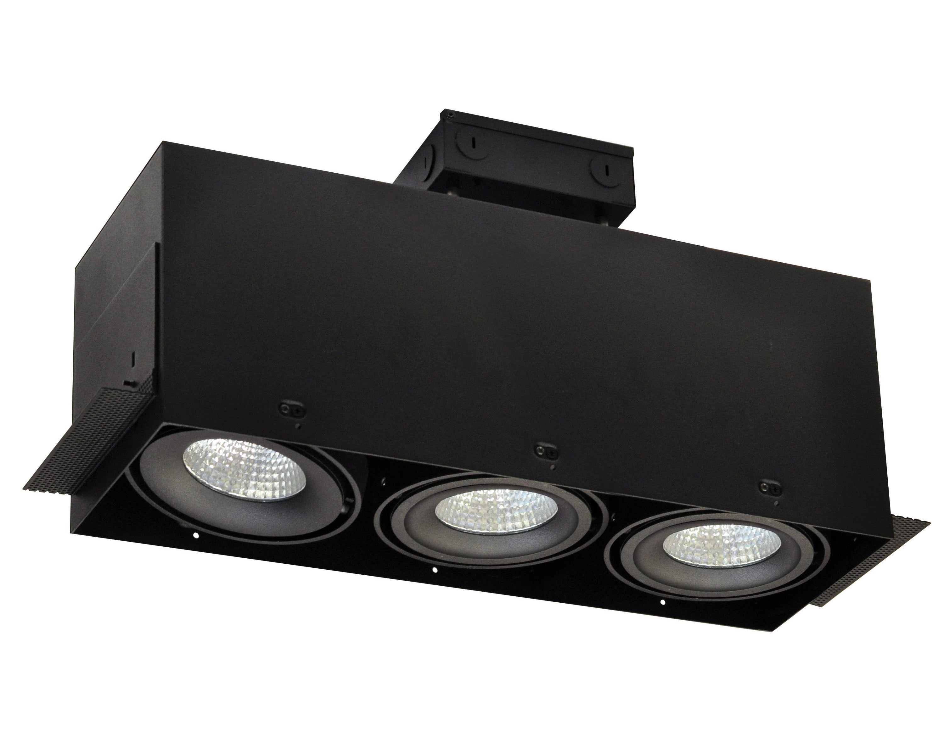 Nora Lighting NMRTLG-13D6L1940SB - Recessed - LED Trimless 3-Head MLS Housing, 30W / 2100lm per Head, 4000K, 16-Degrees Spot, Black, 120-277V 0-10V Dimming