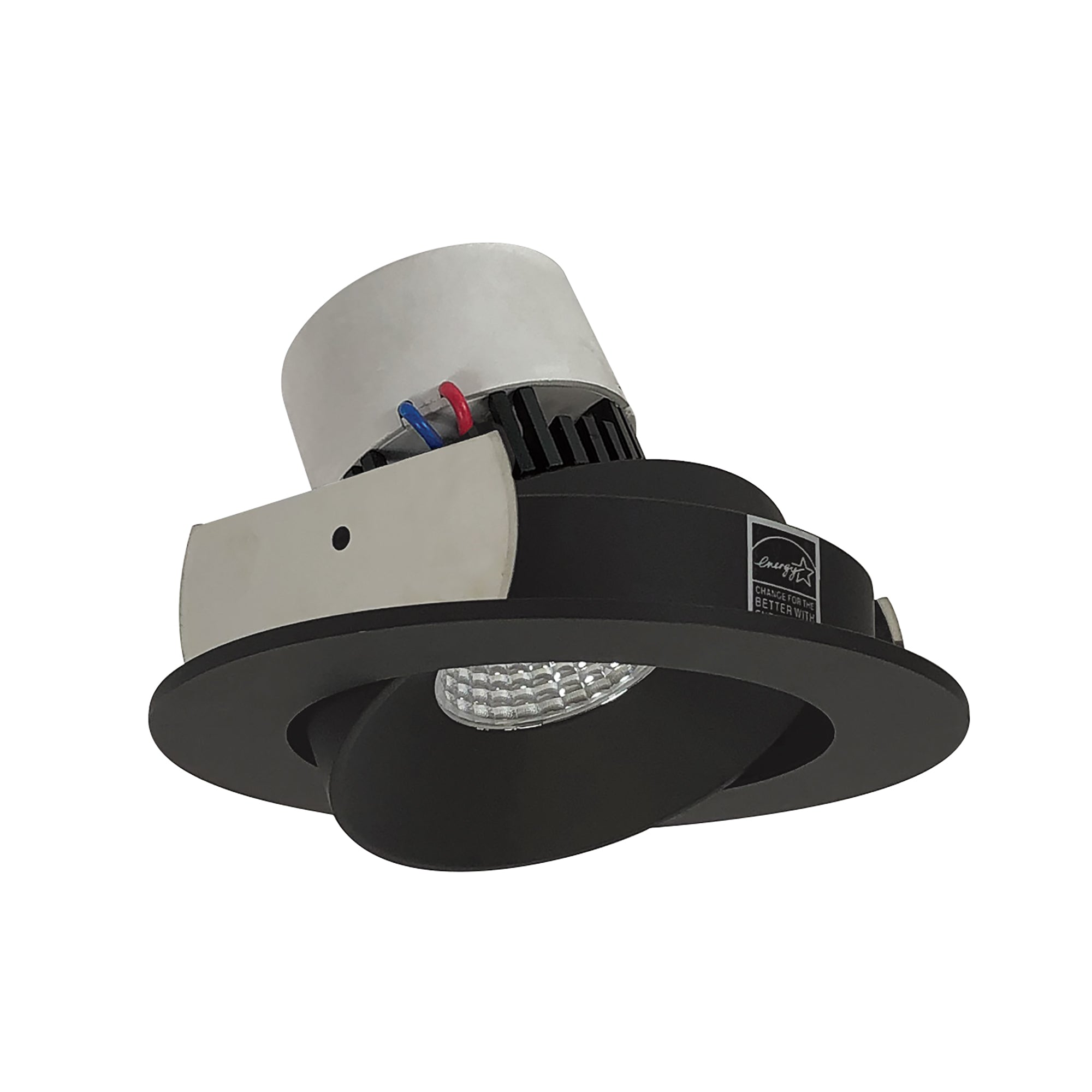 Nora Lighting NPR-4RC30XBB - Recessed - 4 Inch Pearl LED Round Adjustable Cone Retrofit, 1000lm / 12W, 3000K, Black Reflector / Black Flange