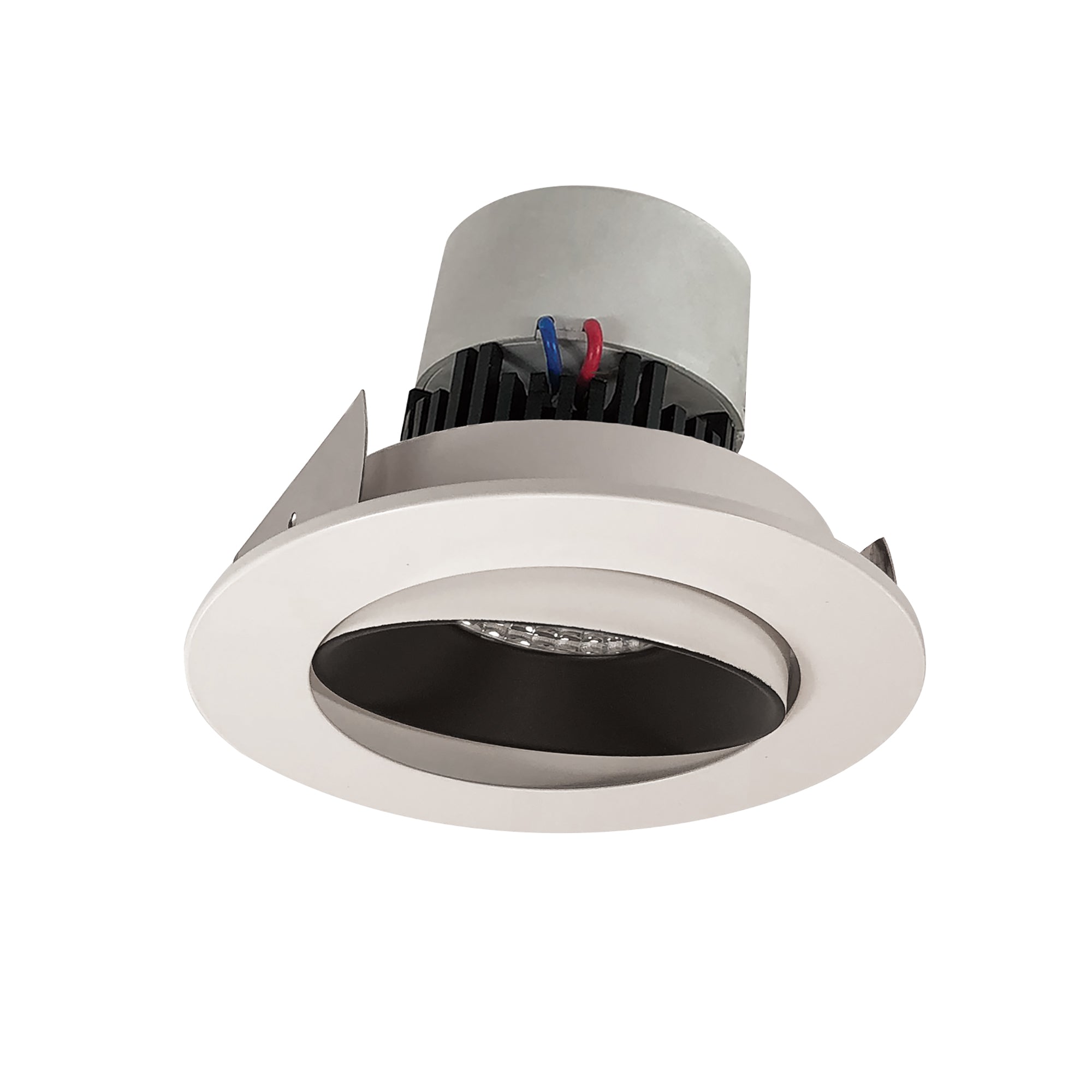Nora Lighting NPR-4RC30XBW - Recessed - 4 Inch Pearl LED Round Adjustable Cone Retrofit, 1000lm / 12W, 3000K, Black Reflector / White Flange