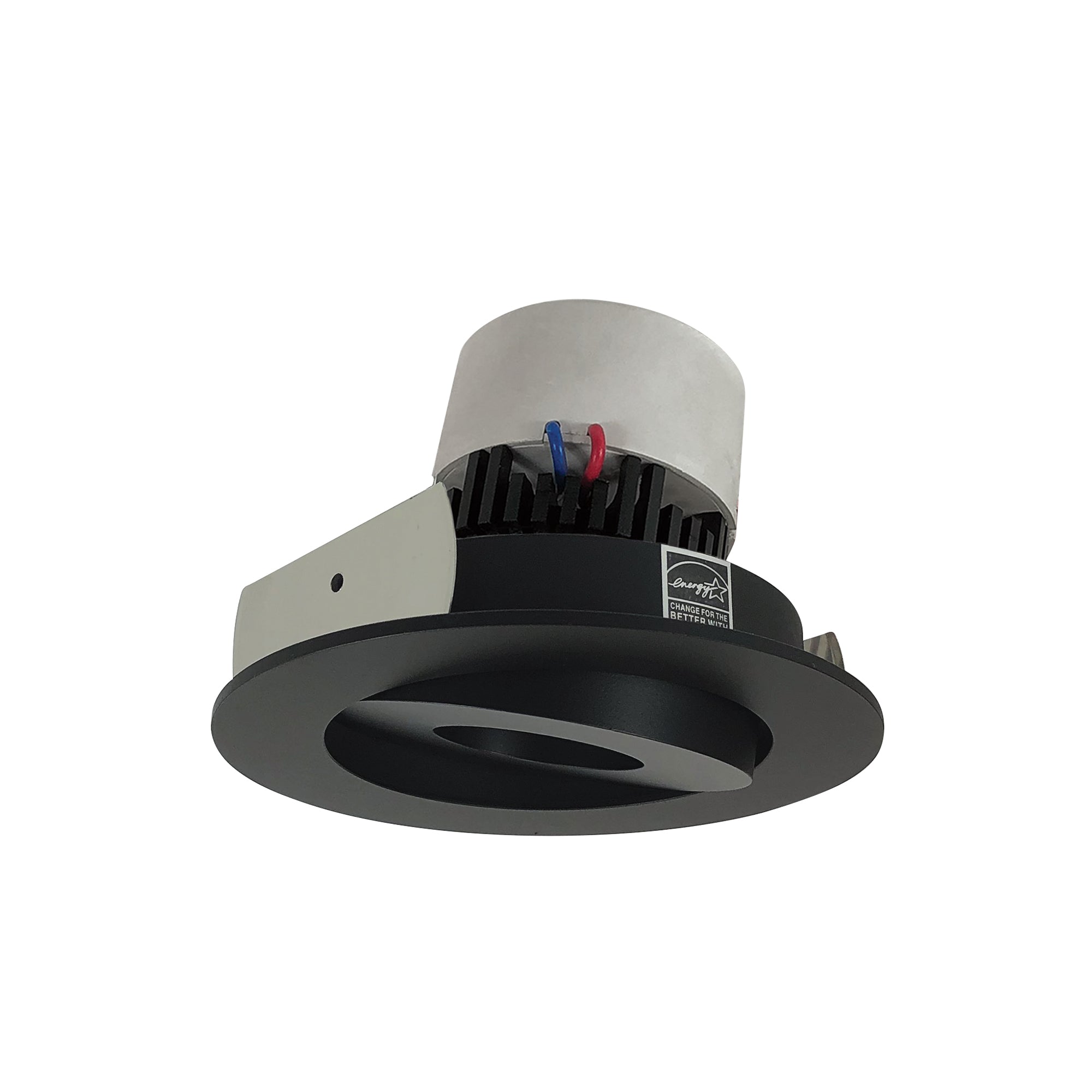 Nora Lighting NPR-4RGCDXBB - Recessed - 4 Inch Pearl LED Round Adjustable Gimbal Retrofit, 800lm / 12W, Comfort Dim, Black Finish