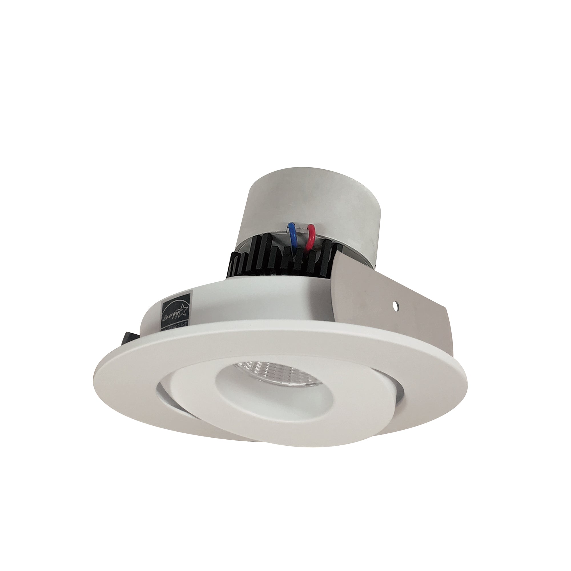 Nora Lighting NPR-4RG40XWW - Recessed - 4 Inch Pearl LED Round Adjustable Gimbal Retrofit, 1000lm / 12W, 4000K, White Finish