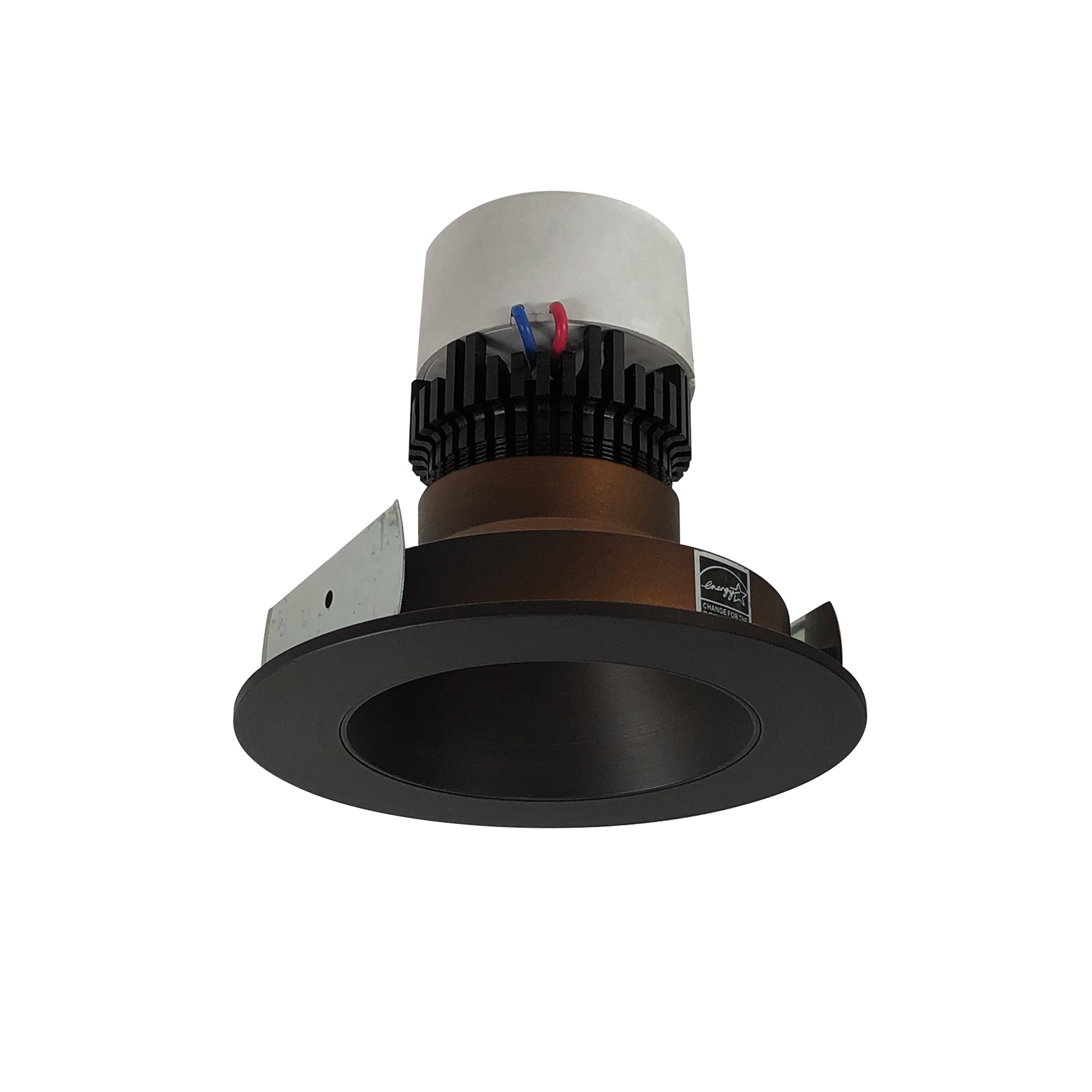 Nora Lighting NPR-4RNDC35XBZ - Recessed - 4 Inch Pearl LED Round Retrofit Reflector, 1000lm / 12W, 3500K, Bronze Reflector / Bronze Flange