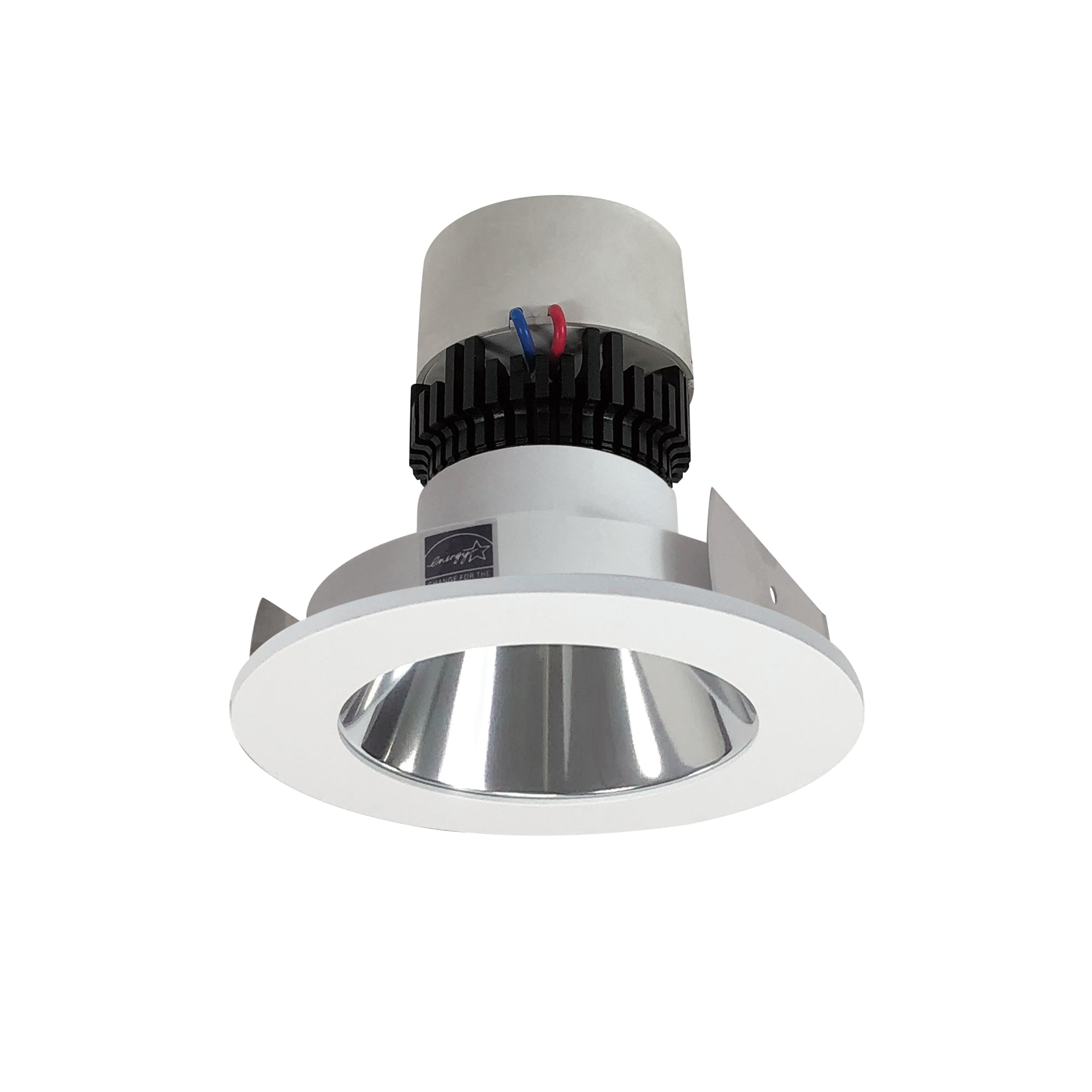 Nora Lighting NPR-4RNDC27XCMPW - Recessed - 4 Inch Pearl LED Round Retrofit Reflector, 1000lm / 12W, 2700K, Specular Clear Reflector / Matte Powder White Flange