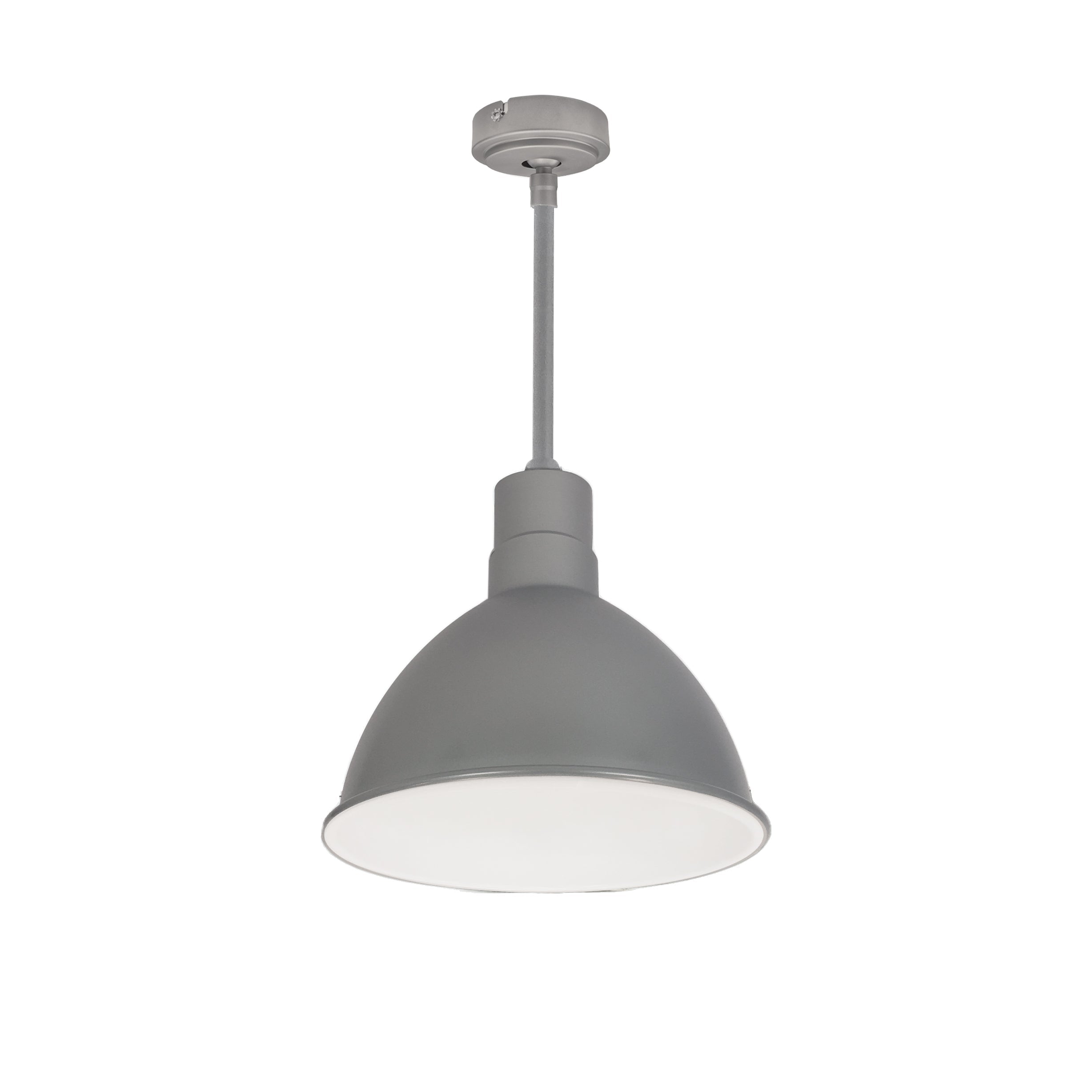 Nora Lighting NRLM-10ST3040GMWLE4/72 - Recessed - 10 Inch RLM 72 Inch Stem Mounted LED Shade, 3000lm, 4000K, Gun Metal/White, 120V 0-10V/Triac/ELV & 277V 0-10V Dimming