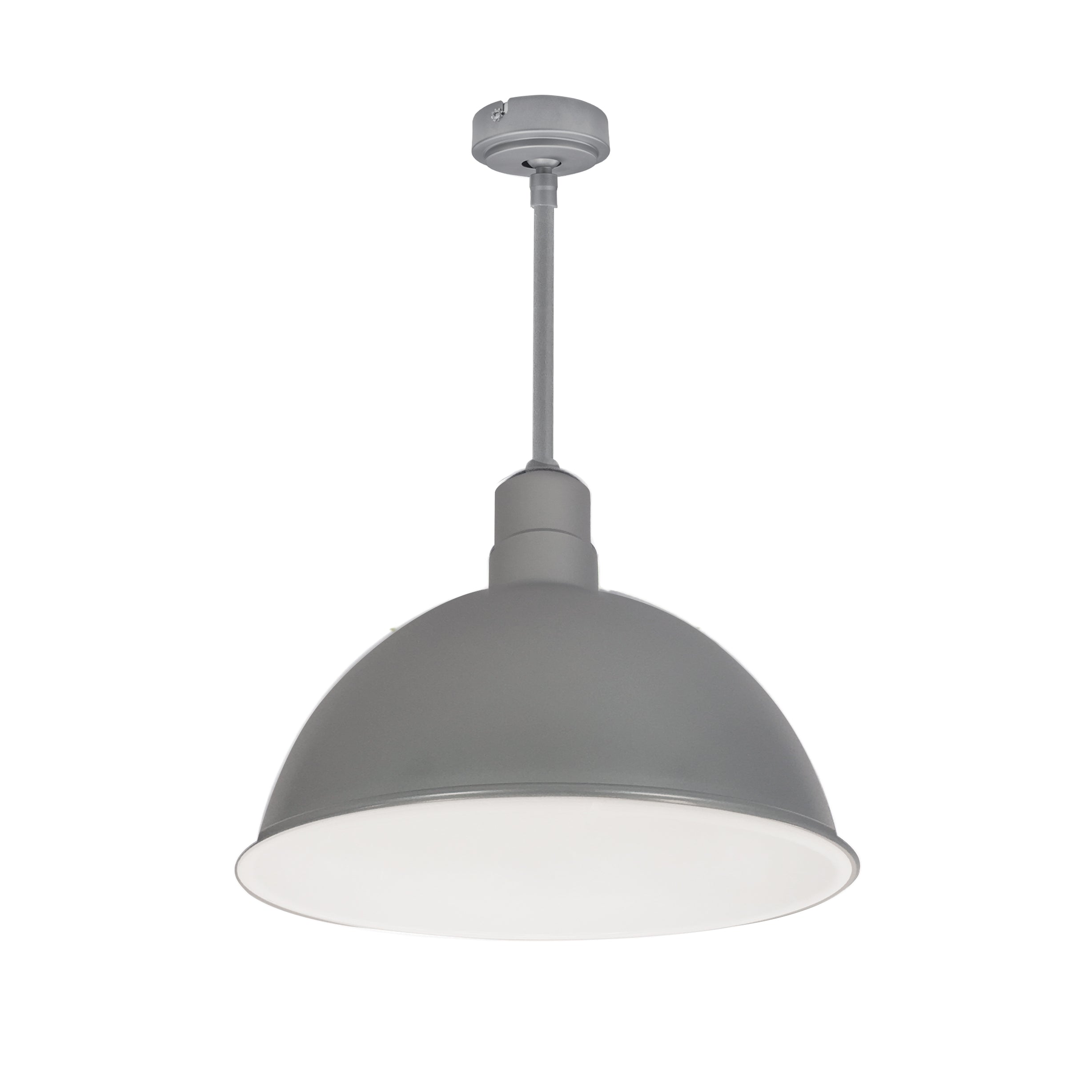 Nora Lighting NRLM-16ST2540GMWLE4/12 - Recessed - 16 Inch RLM 12 Inch Stem Mounted LED Shade, 2500lm, 4000K, Gun Metal/White, 120V 0-10V/Triac/ELV & 277V 0-10V Dimming